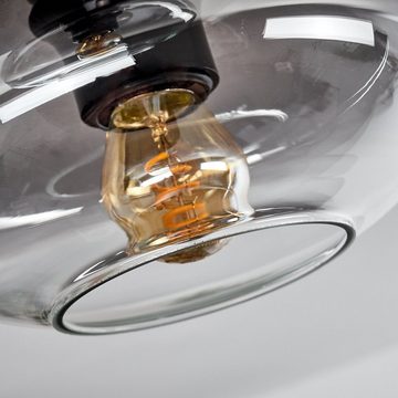 hofstein Deckenleuchte moderne Deckenlampe aus Metall/Glas in Schwarz/Rauchfarben, ohne Leuchtmittel, Leuchte mit Schirmen aus Rauchglas (18,5 cm), 3 x E27