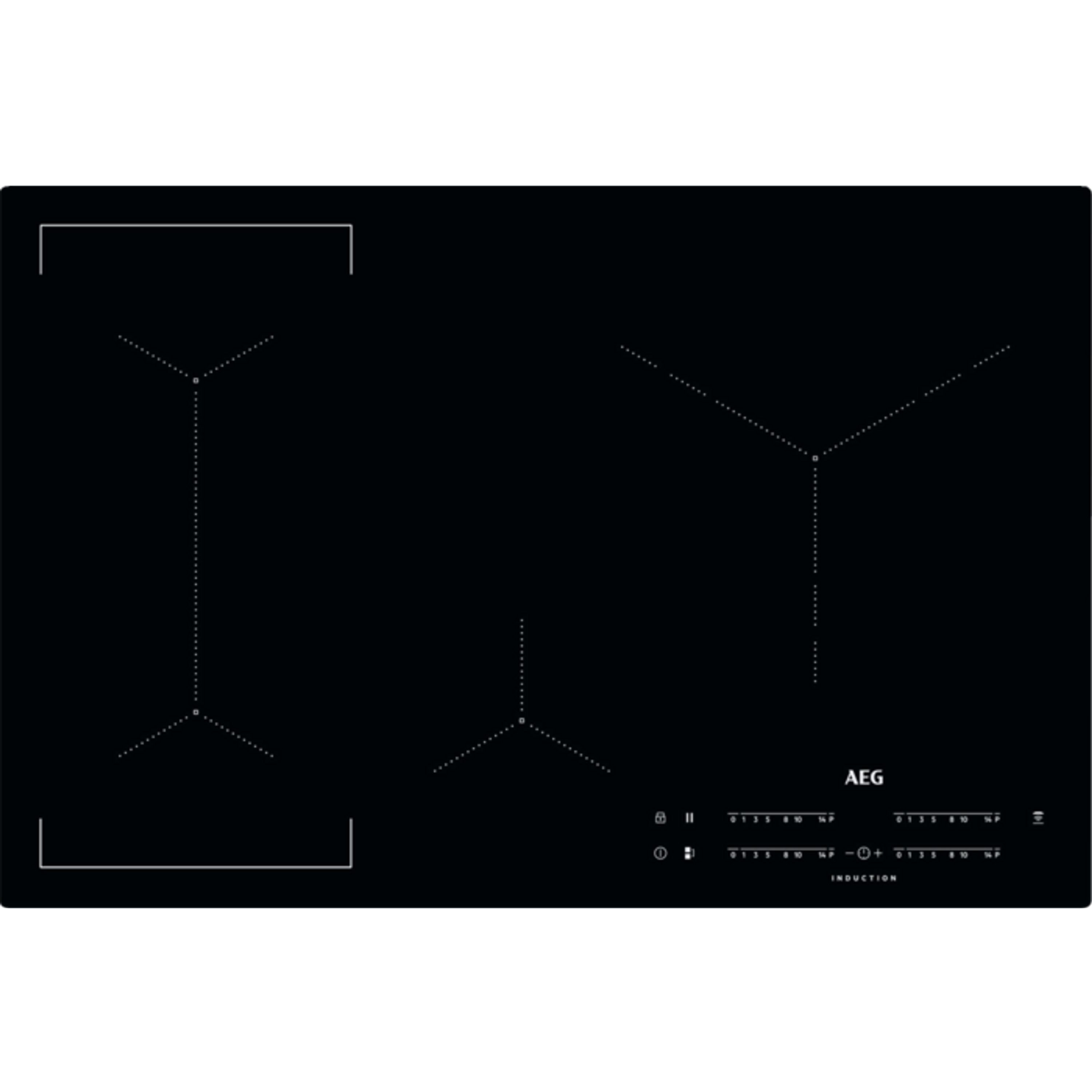 AEG Induktions-Kochfeld IKE84445IB, Autark-Kochfeld mit oben liegenden Bedienelementen, Power-Funktion für jede Kochzone, 4 elektronische Automatikkochstellen