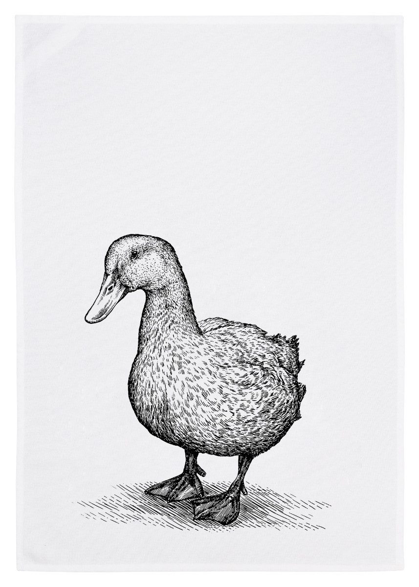 17;30 Hamburg Geschirrtuch Ente, Grau, (1-tlg), 50x70cm, Siebdruck