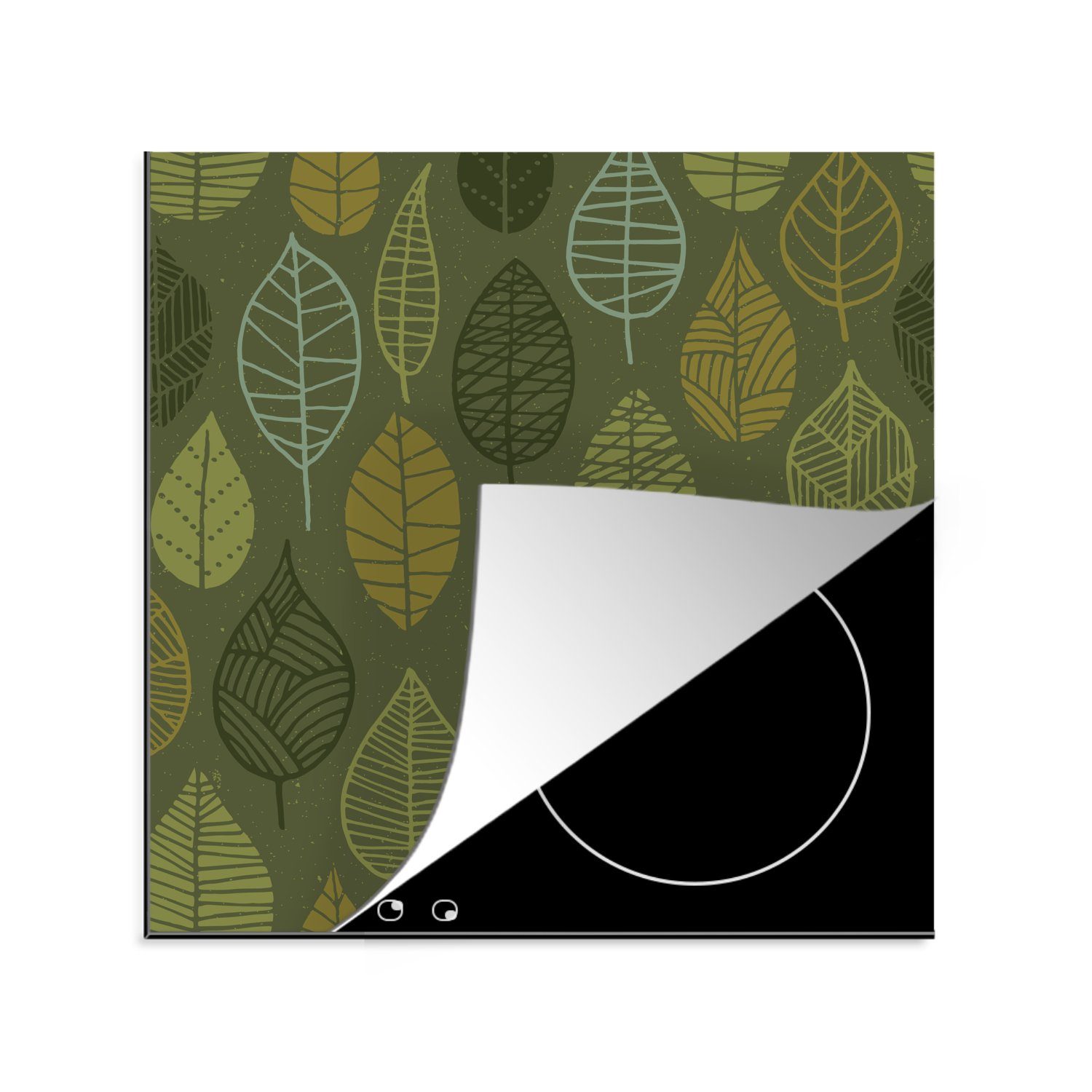 MuchoWow Herdblende-/Abdeckplatte Natur - Blätter für tlg), (1 - cm, 78x78 küche Arbeitsplatte Grün, Vinyl, Ceranfeldabdeckung