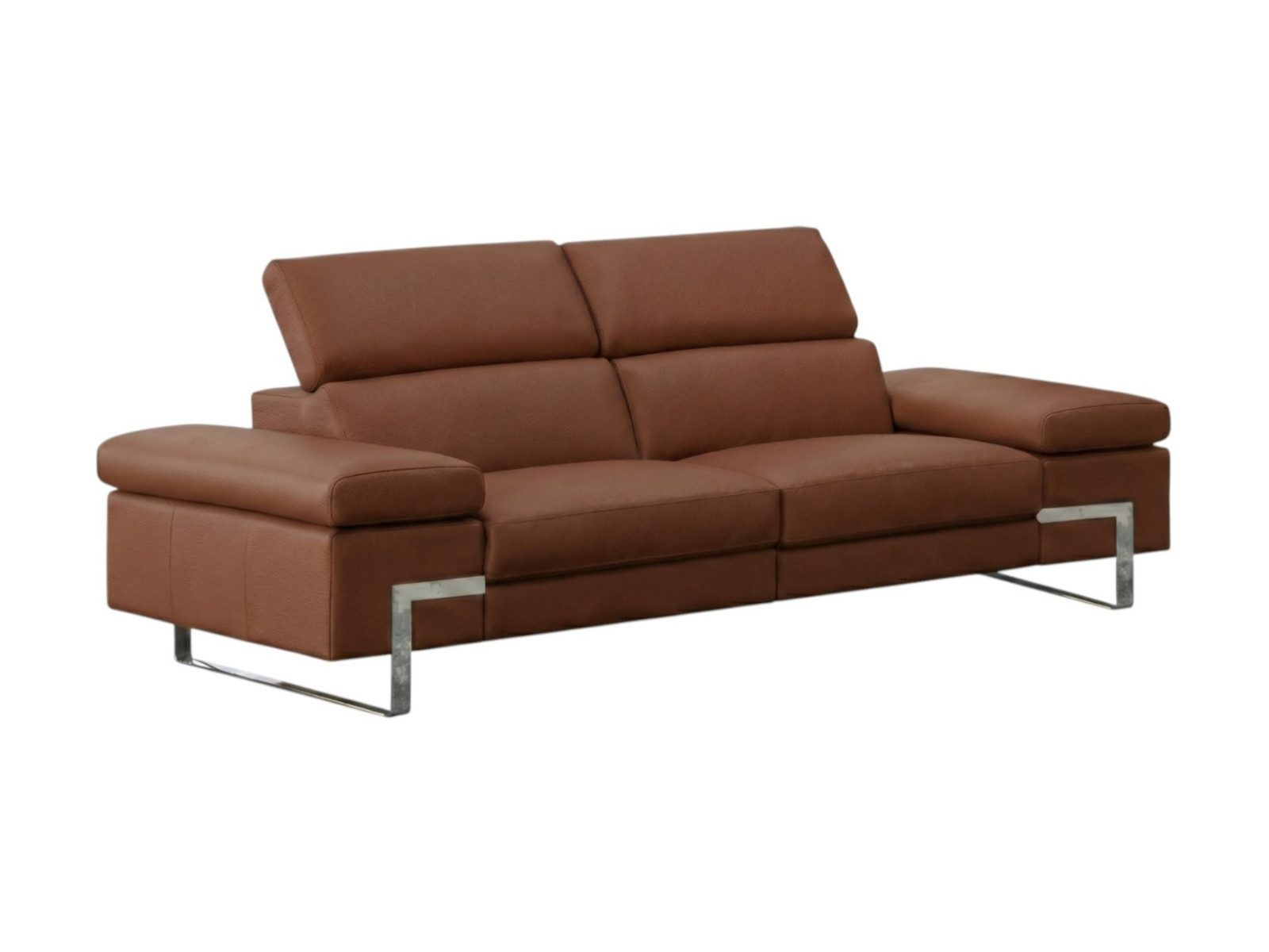 Villa Möbel Sofa Opera, 3-Sitzer 1 Teile, Echtleder-Sofa mit Kopfteilverstellung fürs Wohnzimmer