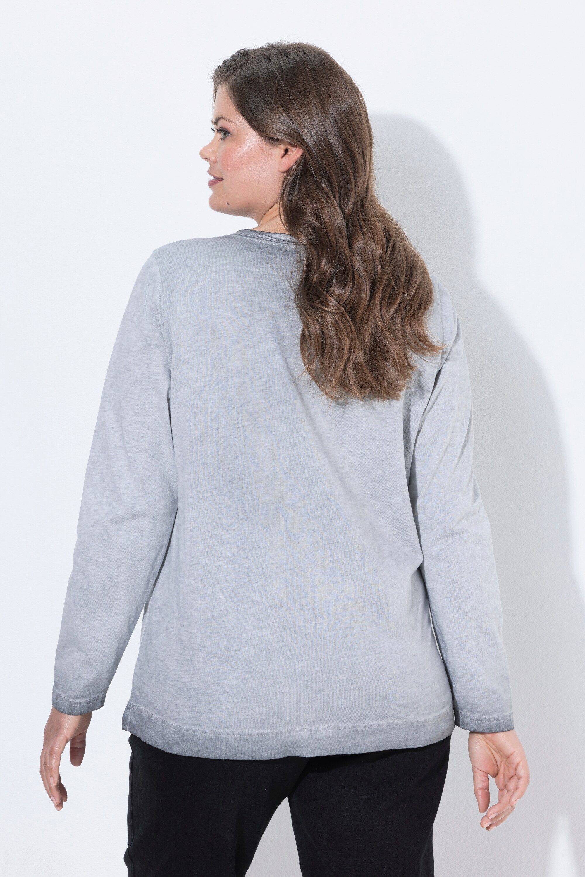 Laurasøn Longsleeve Shirt V-Ausschnitt Langarm platzierter Print – Bild 3 von 4
