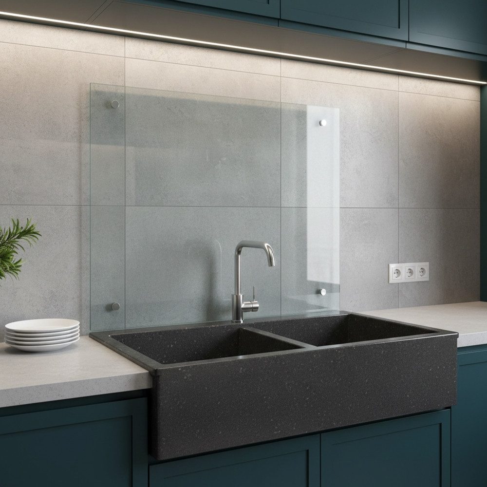 Melko Küchenrückwand Glasrückwand Herdspritzschutz Sicherheitsglas inkl. Montagematerial, (Stück), ESG Sicherheitsglas