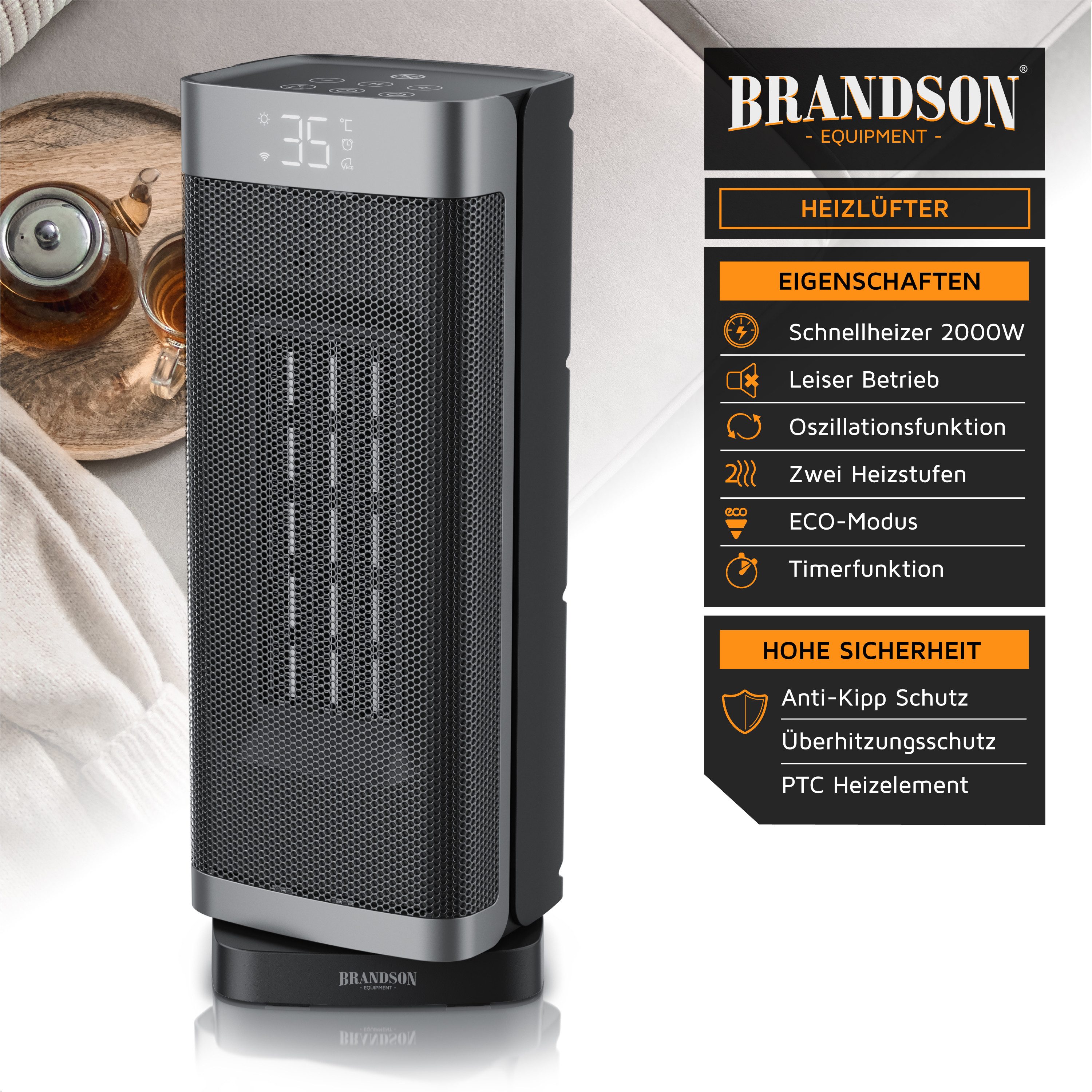 Brandson Heizlüfter Keramik, 2000 W, Heizgerät, günstig online kaufen