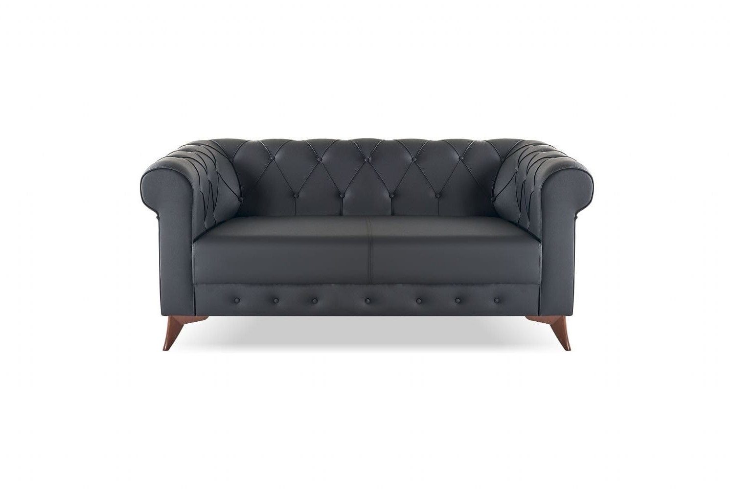Xlmoebel Chesterfield-Sofa Chesterfield Sofa klassisch Leder silbergrau elegant Knöpfe, 1 Teile