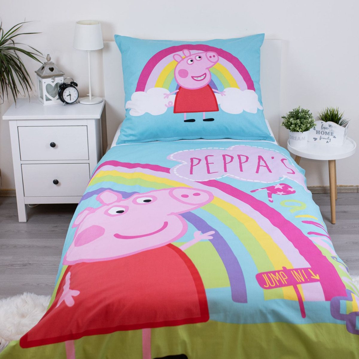 Jerry Fabrics Kinderbettwäsche Peppa Pig Bettwäsche-Set Kinder Bettgarnitur 140×200 + 70×90 cm, Baumwolle
