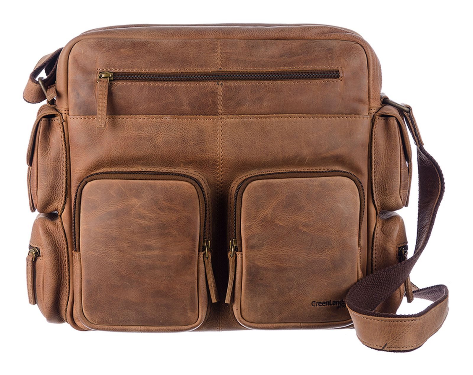 GreenLand Nature Schultertasche Casual-Bag XL, aus echtem Rindsleder