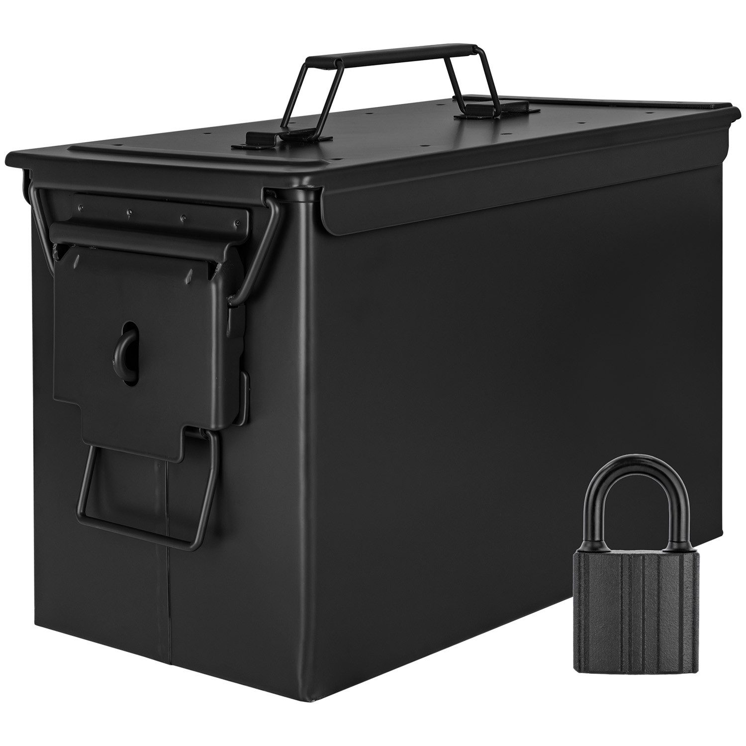 Aufbewahrungsbox Munitionsbox mit Schloss Box Metallkiste 33 x 19 x 23 cm Schwarz