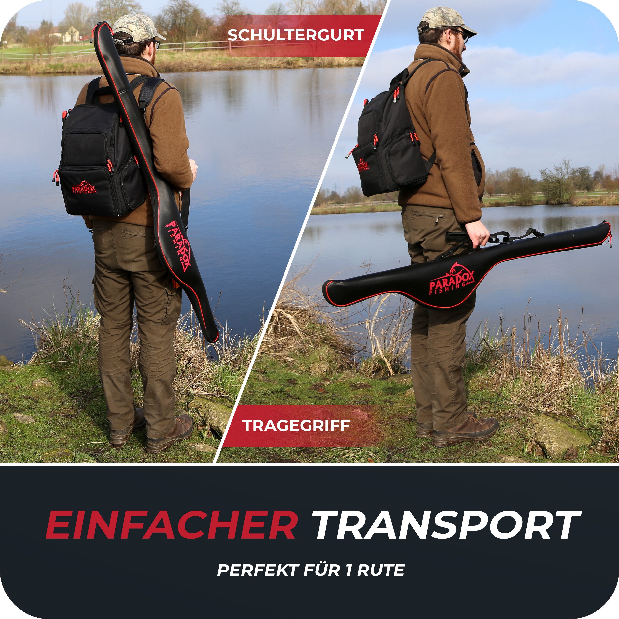 Paradox Fishing Angelrutentasche EVA Rutentasche 100% Wasserdicht 3 Längen, Wasserdicht, EVA, Knicksicher