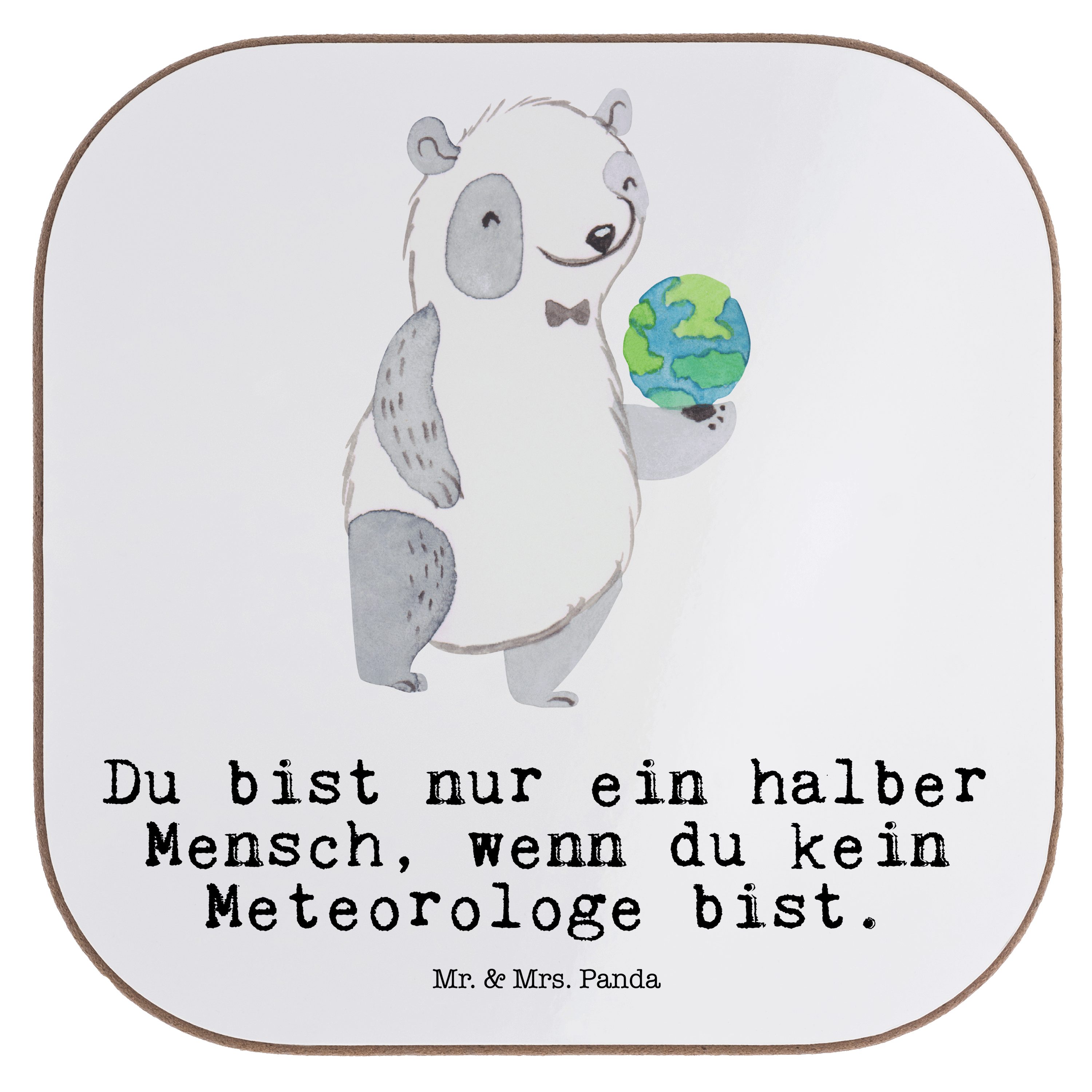 Mr. & Mrs. Panda Getränkeuntersetzer Meteorologe mit Herz - Weiß - Geschenk, Bierdeckel, Glasuntersetzer, 1-tlg.
