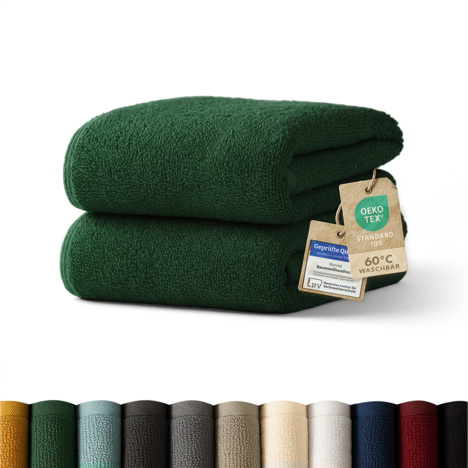 Blumtal Handtücher 2er-Set Premium Frottier-Handtücher, 50x100cm, 100% Baumwolle, Frottee (2X (50x100 cm), 2-St), Oeko-TEX zertifiziert - Ultra saugstarkes Frottier Handtücher