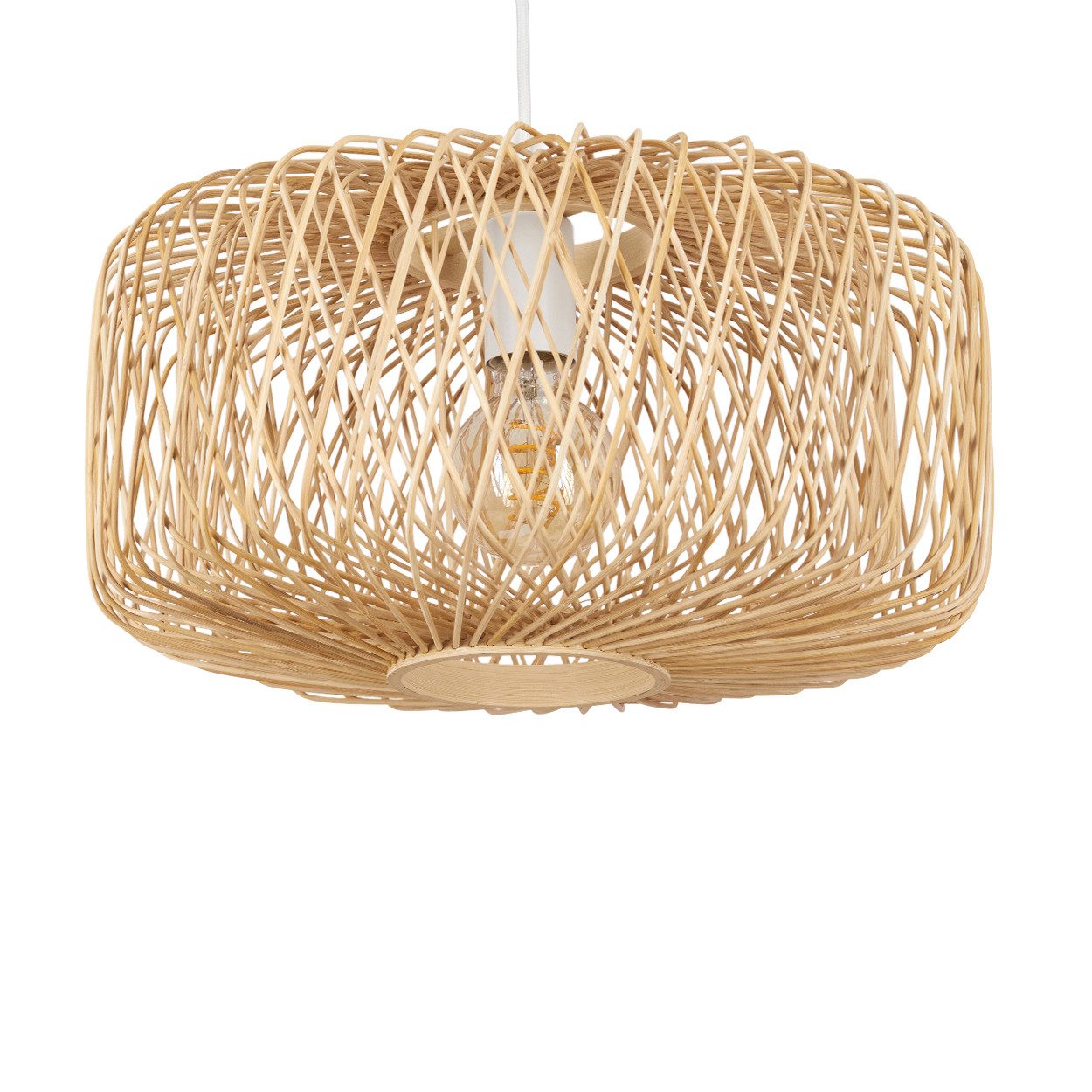 hofstein Hängeleuchte »Tramonti« Hängelampe aus Metall/Bambus in Weiß/Natur, ohne Leuchtmittel, Leuchte im angesagten Boho Design, ø40cm, Höhe max. 150cm, 1xE27. € 99,99