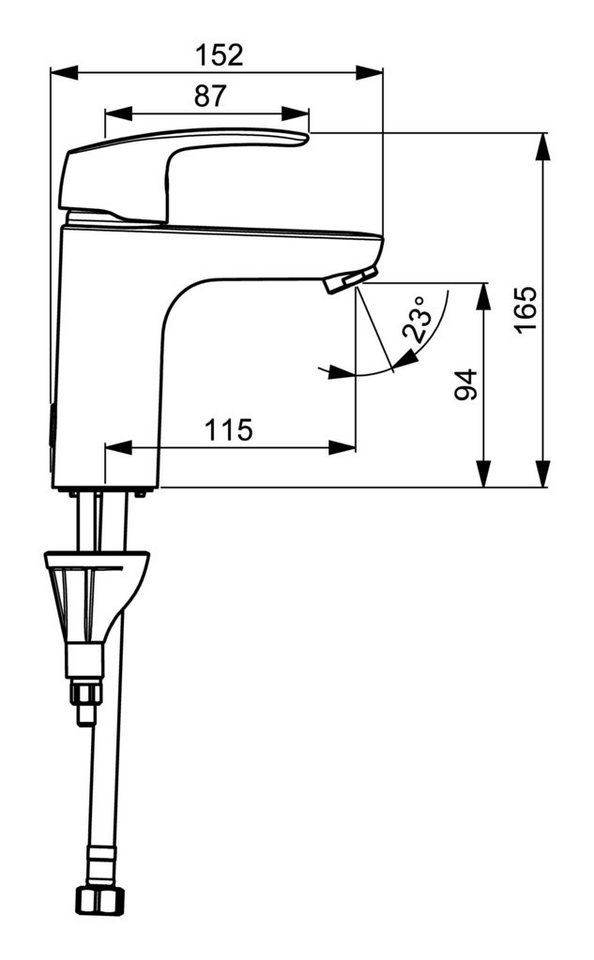 Thumbnail - HANSA Waschtischarmatur Hansapinto XL Einhand-Einlochbatterie ohne Ablaufgarnitur Ausladung 115 mm