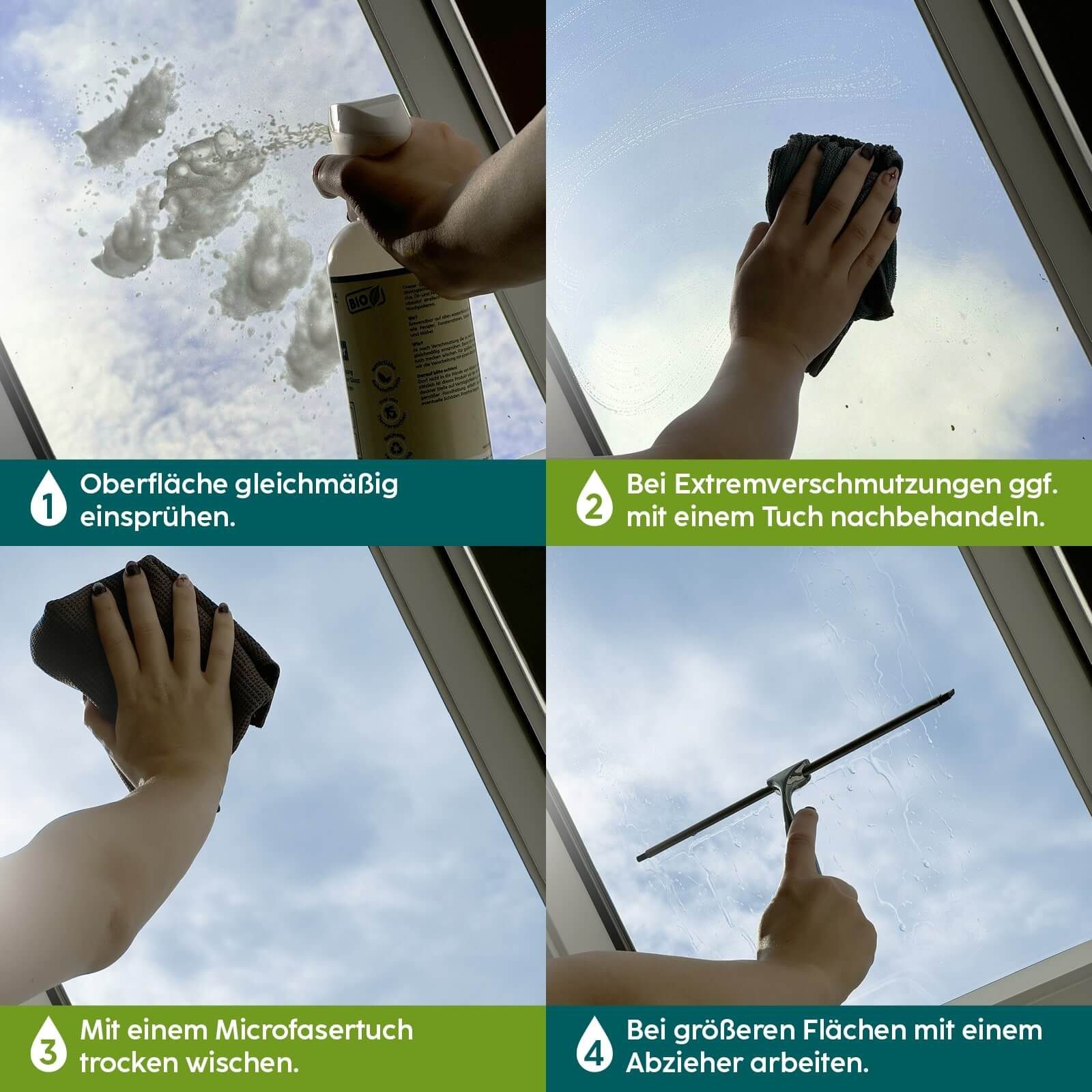 HOTREGA® BIO Glasreiniger 500ml Glasreiniger (Spiegelreiniger, Fensterreiniger, Fliesenreiniger, Kunststoffreiniger)