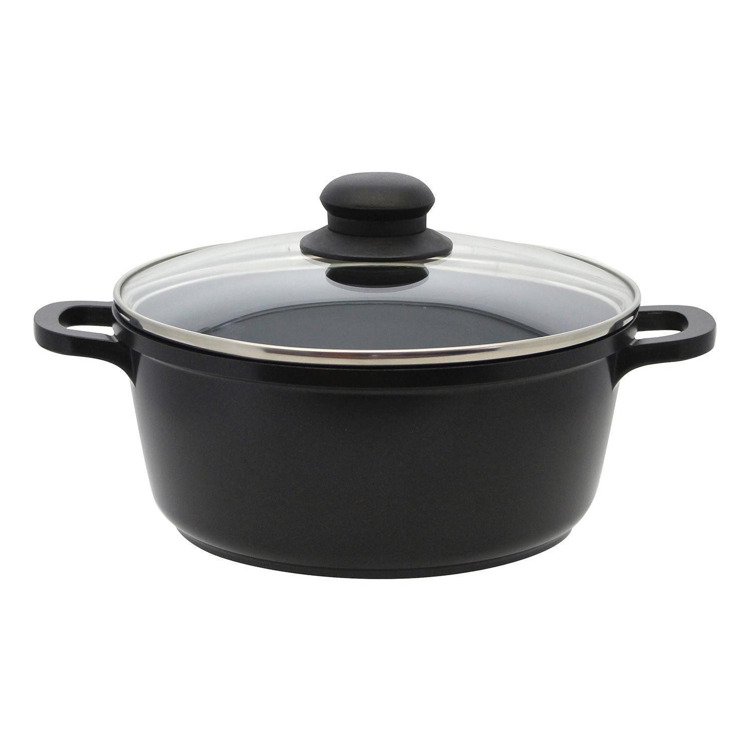 Elo Topf-Set BLACK CAST, Silikon-Polyester Beschichtung Innen, Aluminiumguss (4-tlg), Antihaftversiegelung