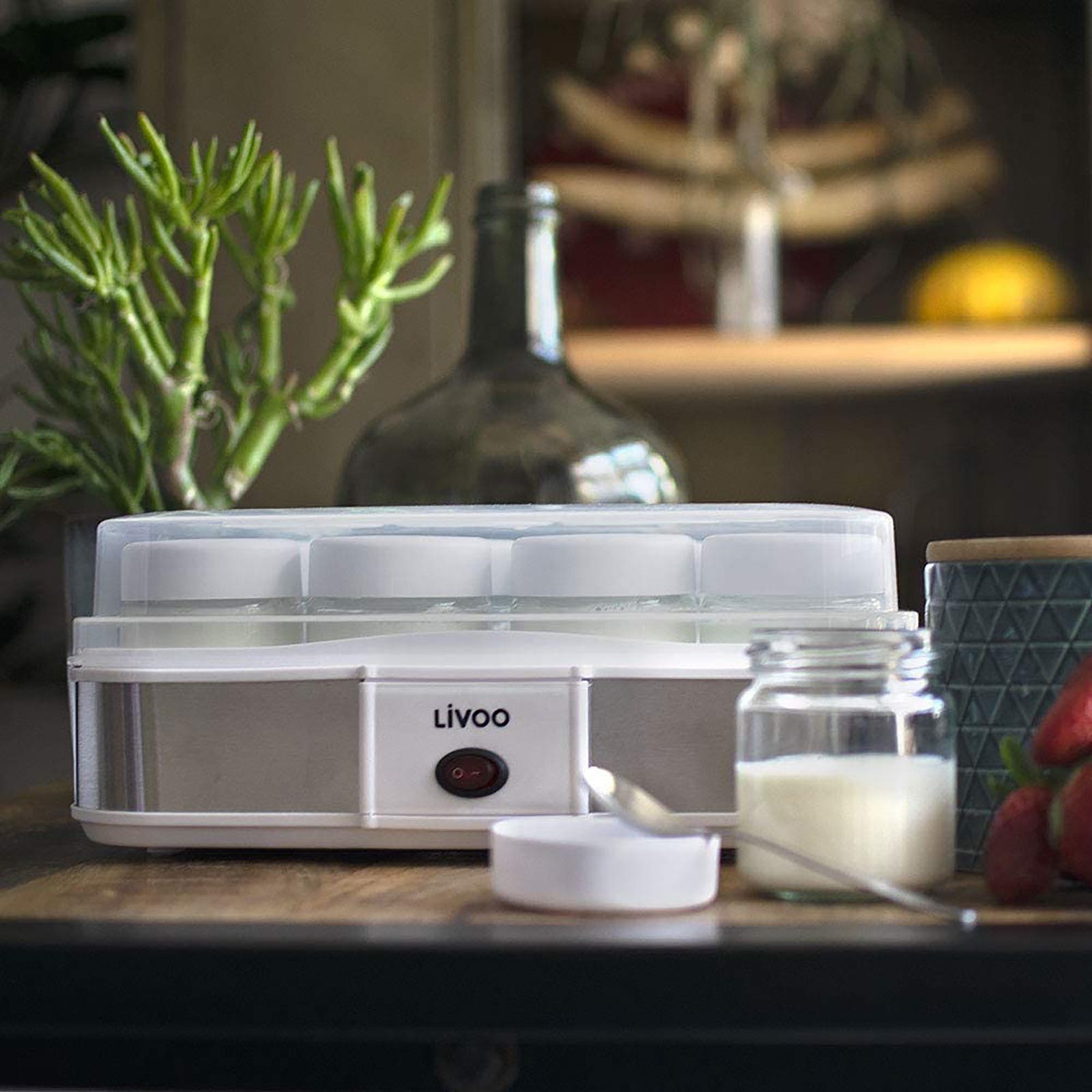 Frischkäsezubereiter Joghurtautomat Joghurt- LIVOO 12 LIVOO und Gläser Küchenmaschine