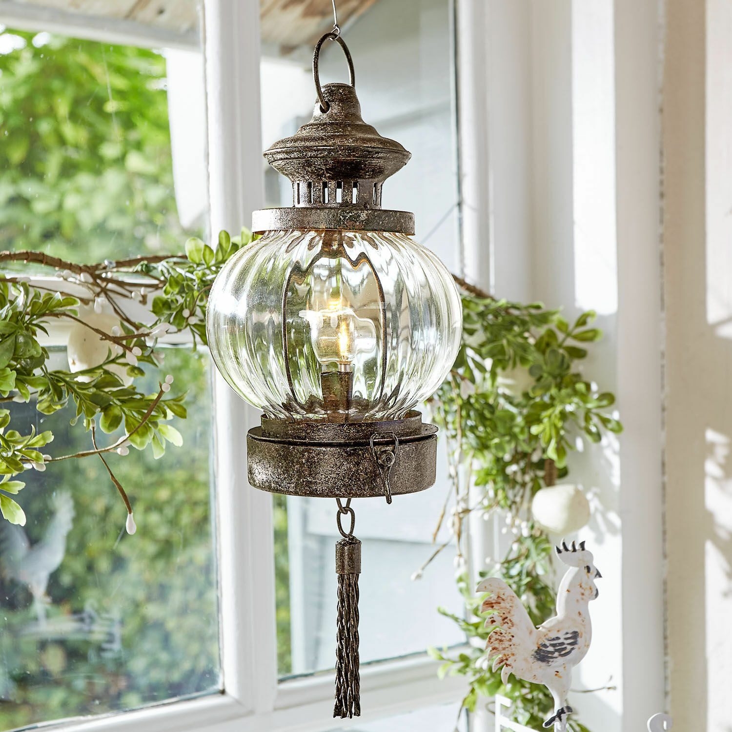 Mirabeau LED Laterne LED-Hängelaterne Timone rostbraun