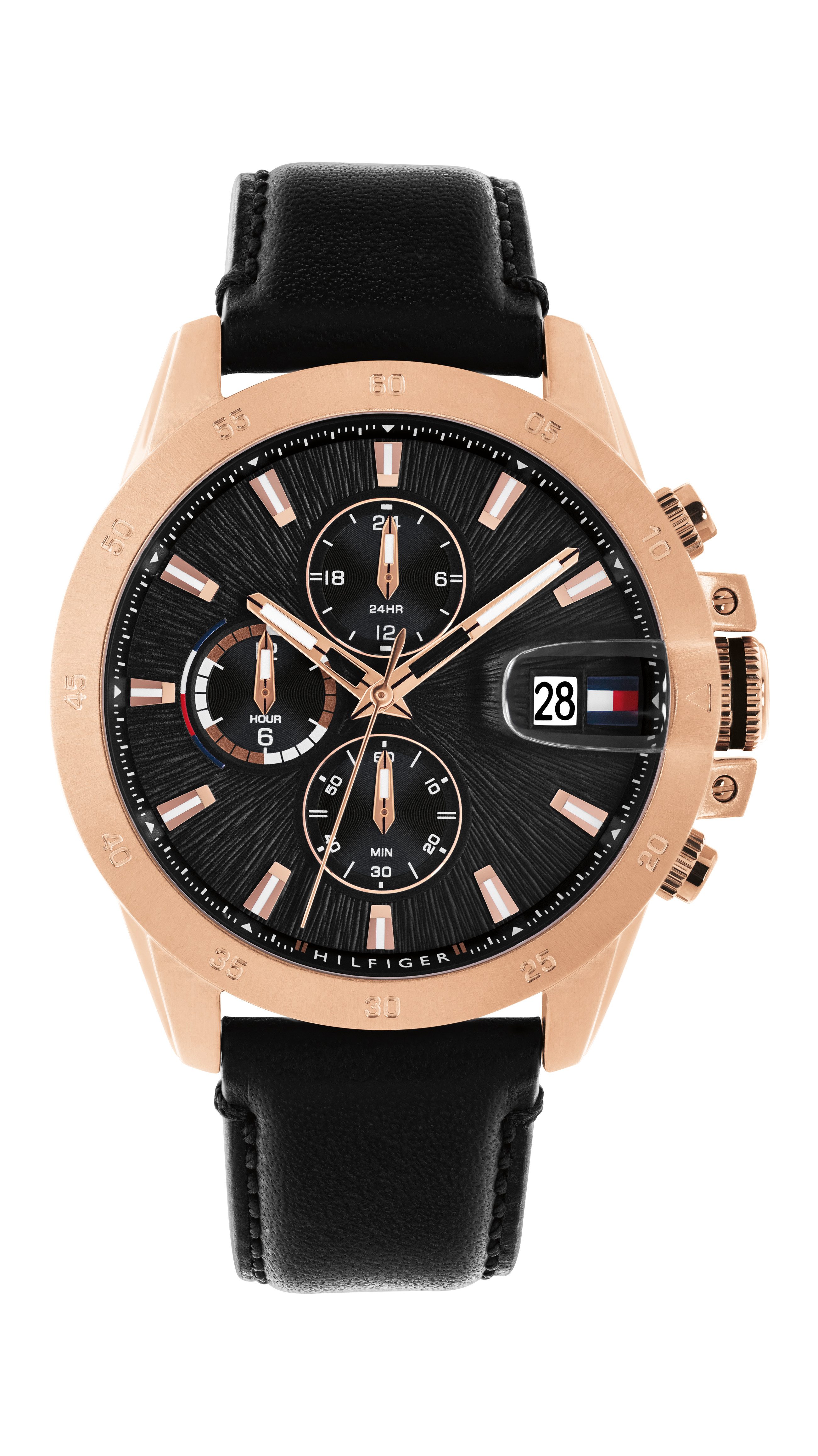 Tommy Hilfiger Multifunktionsuhr JAMESON 1792194, Quarzuhr, Armbanduhr, Herrenuhr, Lederarmband, analog