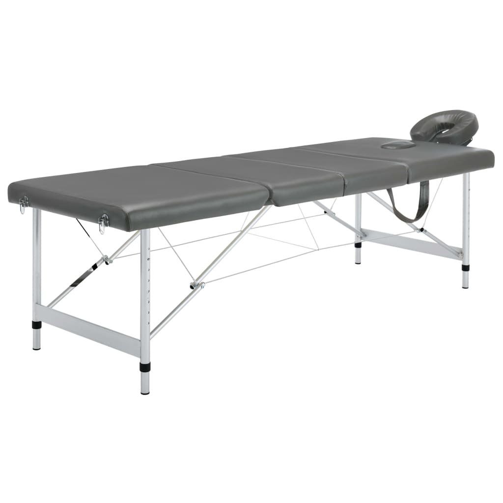 vidaXL Massageliege Massagetisch mit 4 Zonen Aluminiumrahmen Anthrazit 186×68 cm