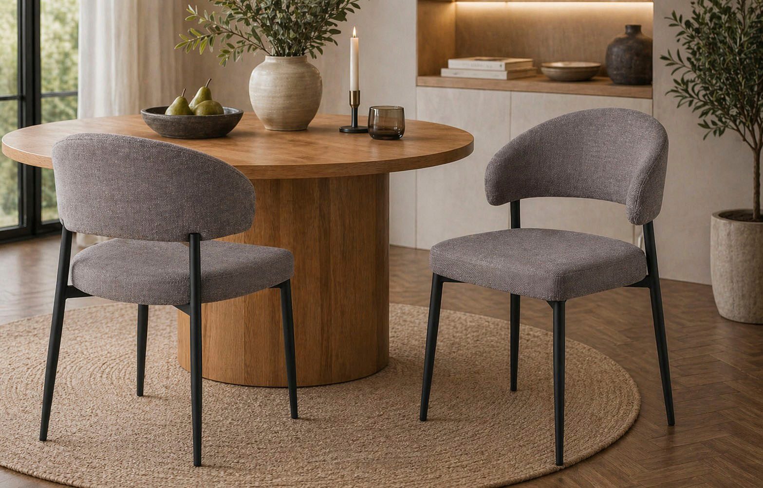 ACTONA GROUP Esszimmerstuhl Edina 2er Set, Stoff - bequem & stilvoll, mehrere Farben, moderne, Gepolstert, weicher Bezug & hoher Sitzkomfort, schwarze Stahlbeine