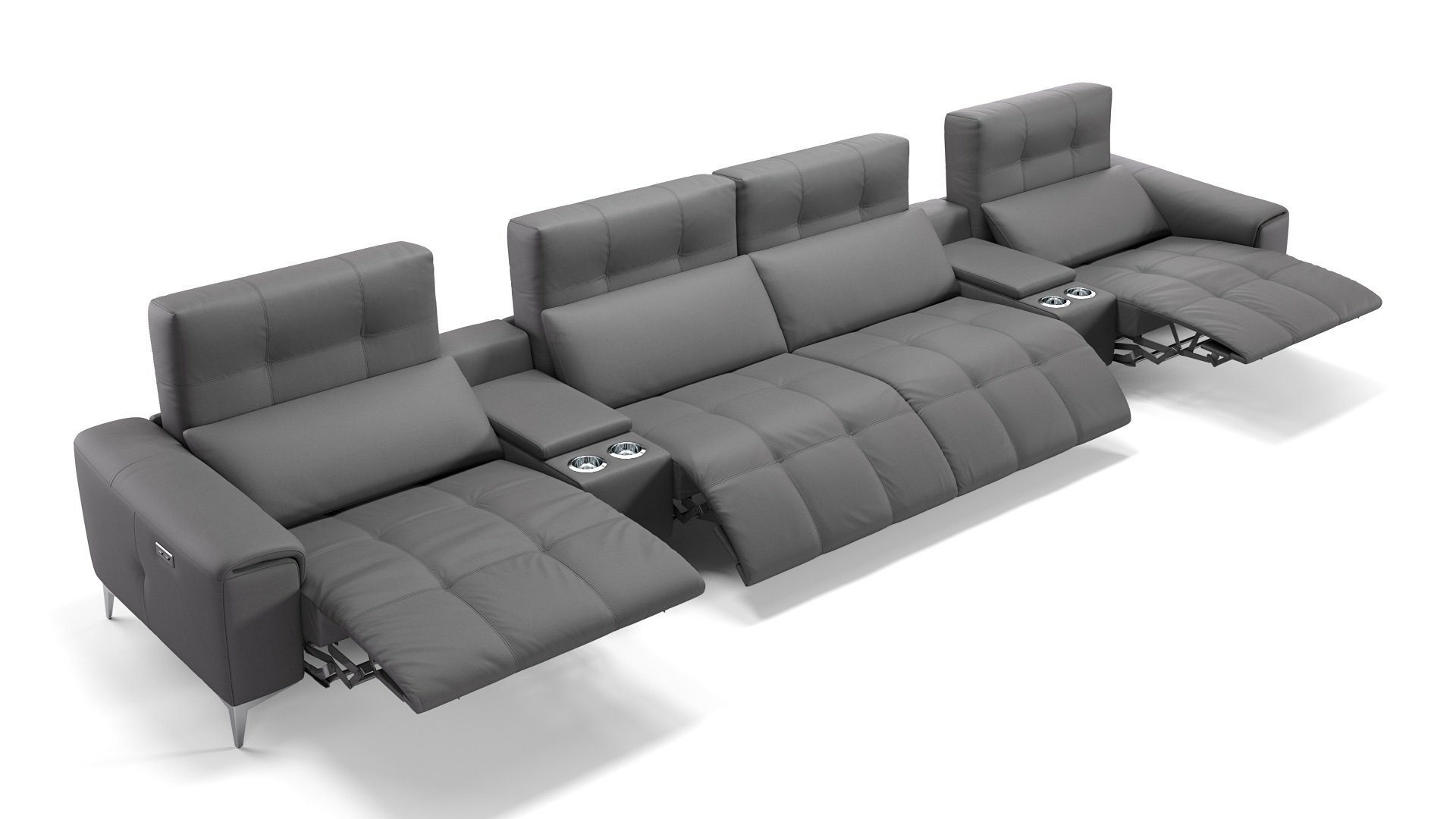 Sofa SALENTO - Sofanella 100 454 in 4-Sitzer x Grau Kinosofa Leder Sofanella XL: cm