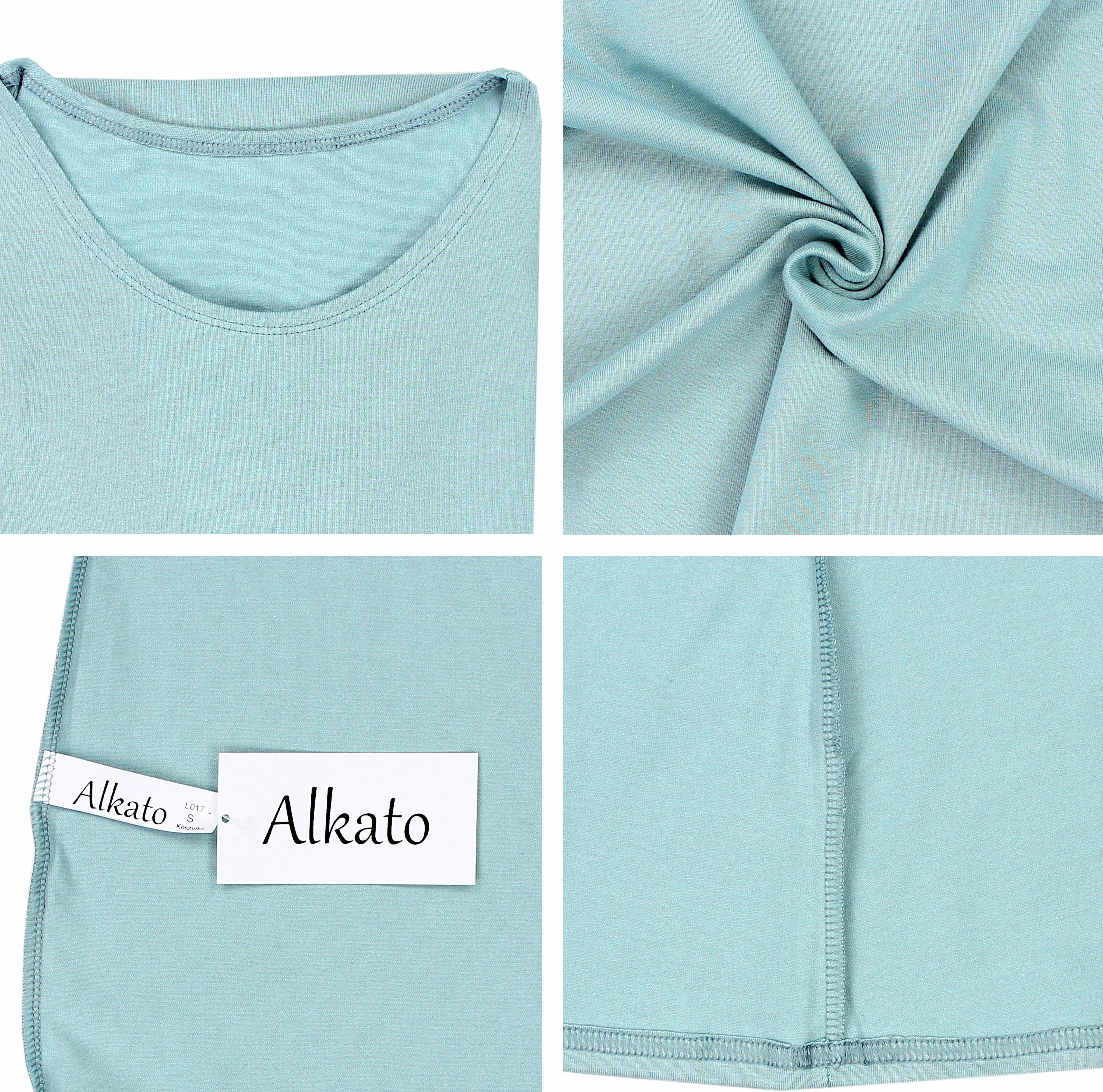 Arm Alkato mit Mineralgrün Longshirt 3/4 Rundhals Alkato Damen Shirt