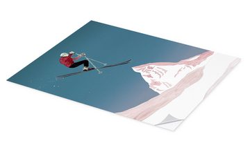 Posterlounge Wandfolie Mantika Studio, Skifahrer beim Sprung, Illustration