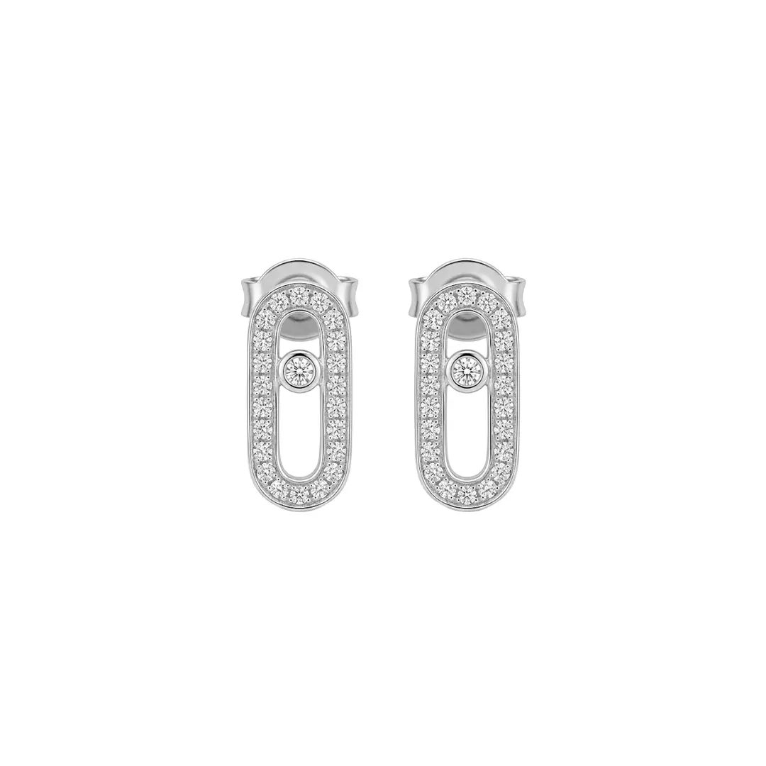 Suzan Gold Paar Ohrstecker Oval Link Stud Earrings 925 Sterling Silber – Elegante Ohrstecker mit