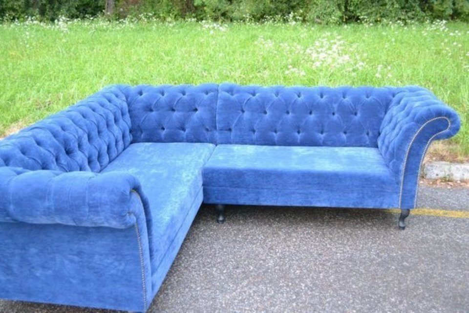 JVmoebel Chesterfield-Sofa Chesterfield Eckcouch Polster Sitz Stoff Garnitur Wohnlandschaft Sofas, Made in Europa