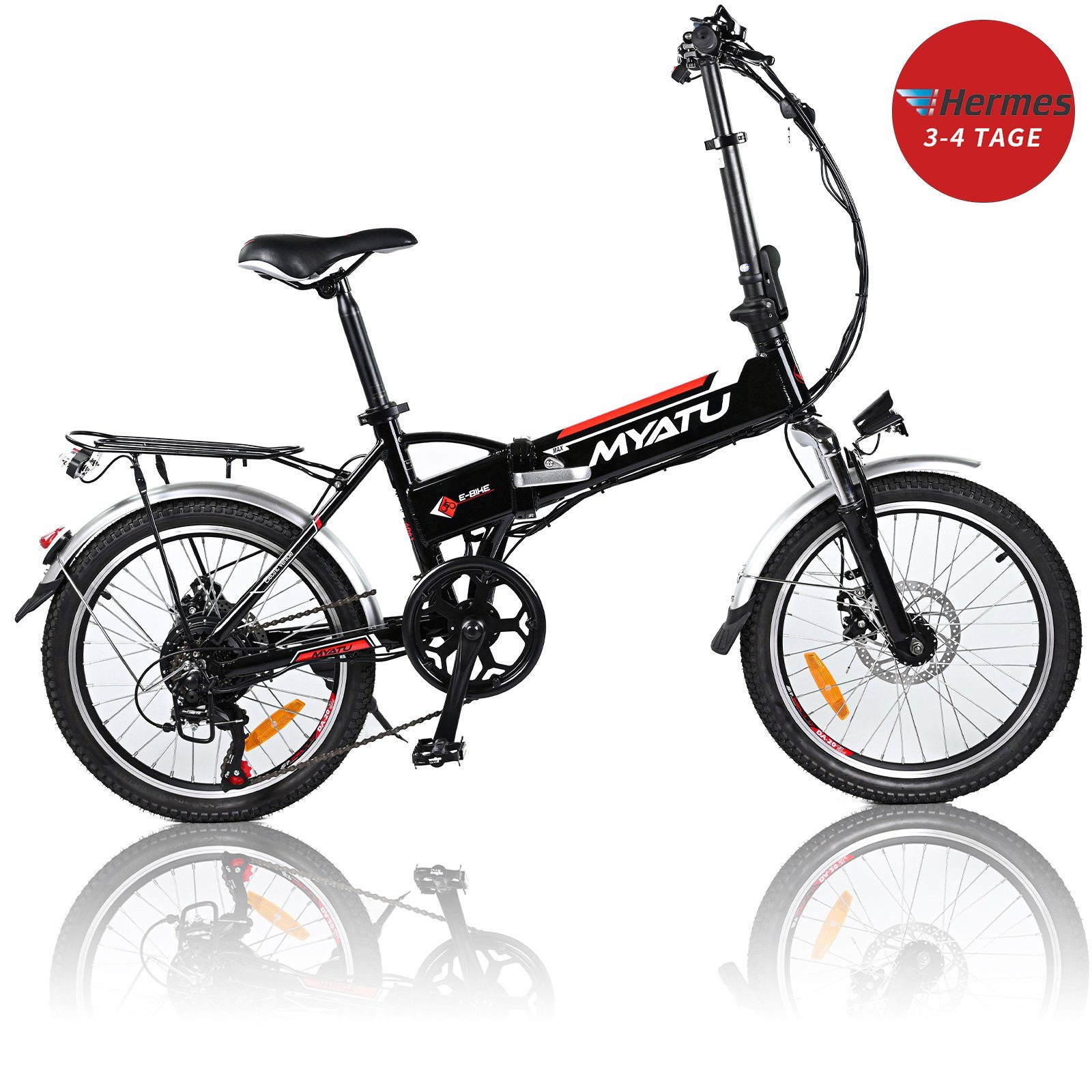Myatu E-Bike »20 Zoll E-Bike faltbares ebike mit 36V 10.4AH und Shimano 7  Gang«, 7 Gang SHIMANO, Kettenschaltung, Heckmotor 250,00 W