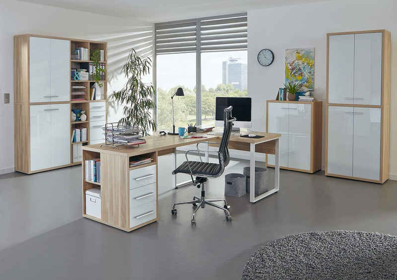 Maja Möbel Eckschreibtisch Maja Set+ Set 3 (abschließbare Büroschränke, wechselseitig montierbarer Winkelschreibtisch), in verschiedenen Farbkombinationen