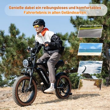 RCB TECH E-Bike für Erwachsene, 7-Gang, 20" Mountain Elektrofahrrad, 250W, 48V 15AH, 7 Gang, Heckmotor