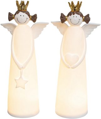 Creativ light Dekofigur Weihnachtsdeko (Set, 4 St), mit goldfarbenen Kronen