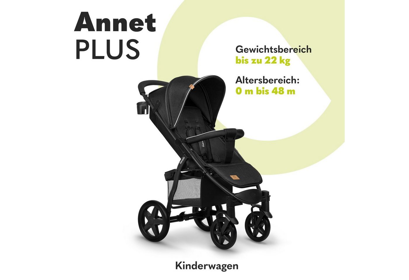Thumbnail - lionelo Kinder-Buggy ANNET PLUS, Fußdecke, großer Korb, ab 0 bis 36 Monate