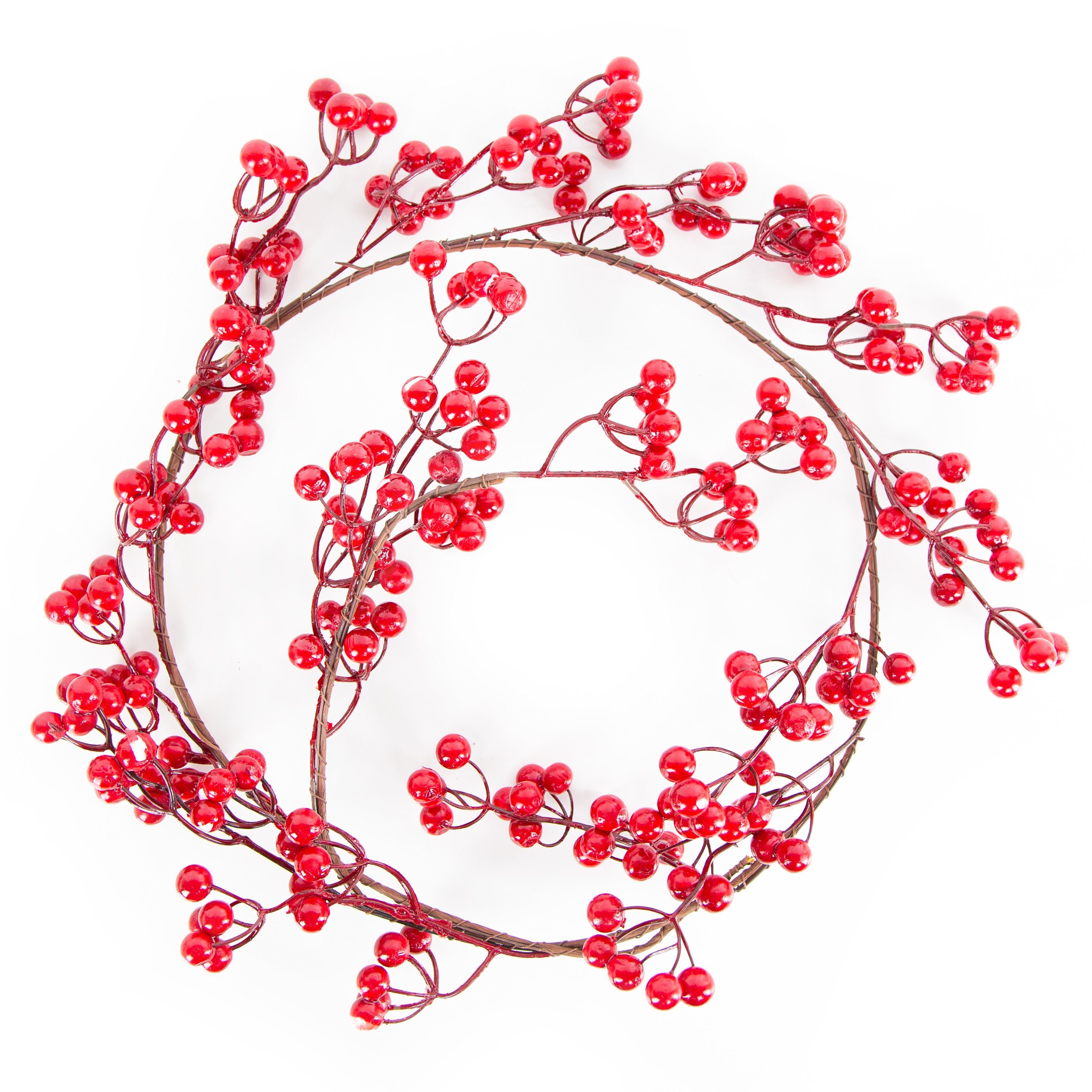 Girlande künstliche rote Beerengirlande Weihnachten, braune 130 Dekokranz Logbuch-Verlag Beeren mit cm roten