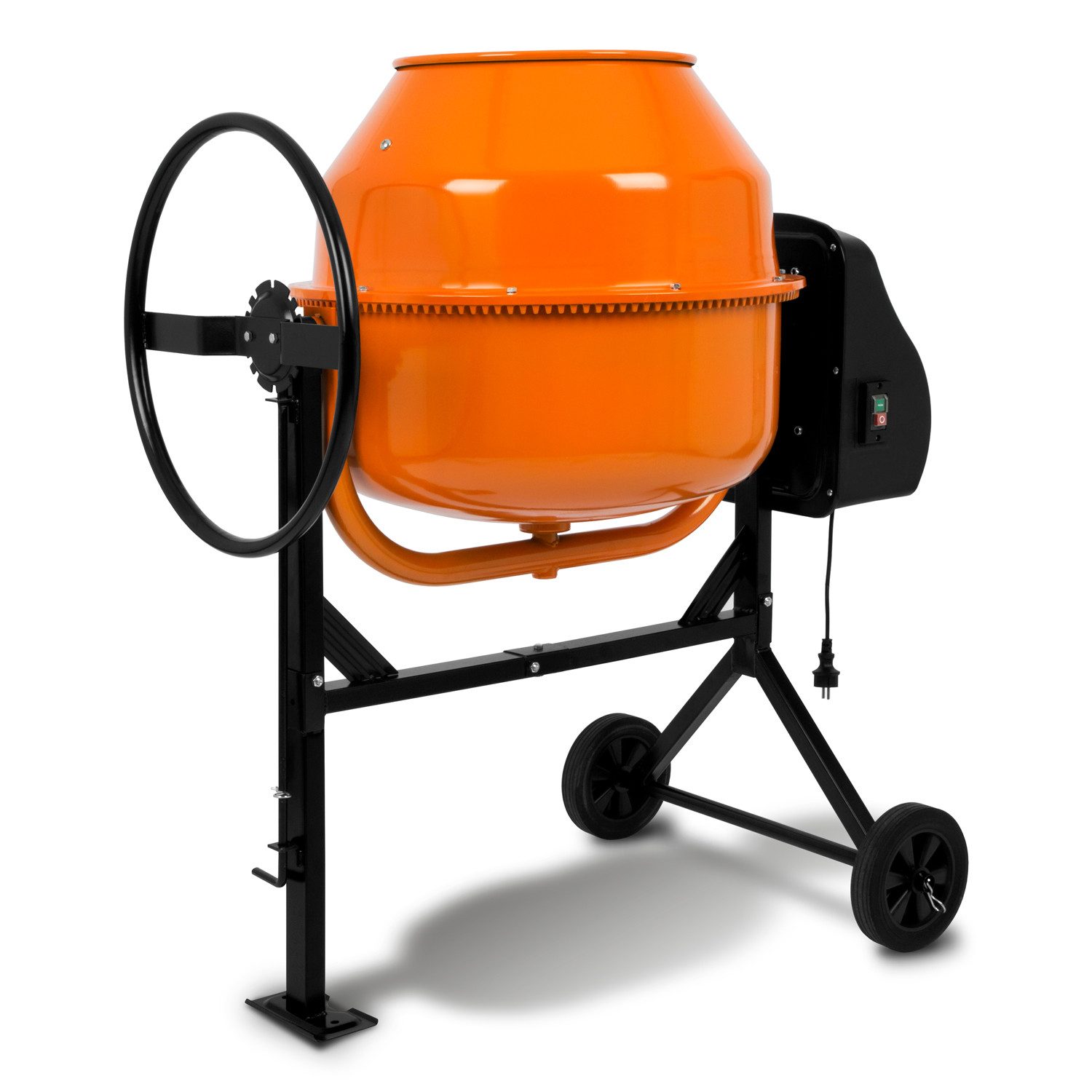 EBERTH Betonmischer 160 L Elektrisch, 650W Motor, Gestell, Trommel und Zahnkranz aus Stahl, Zementmischer