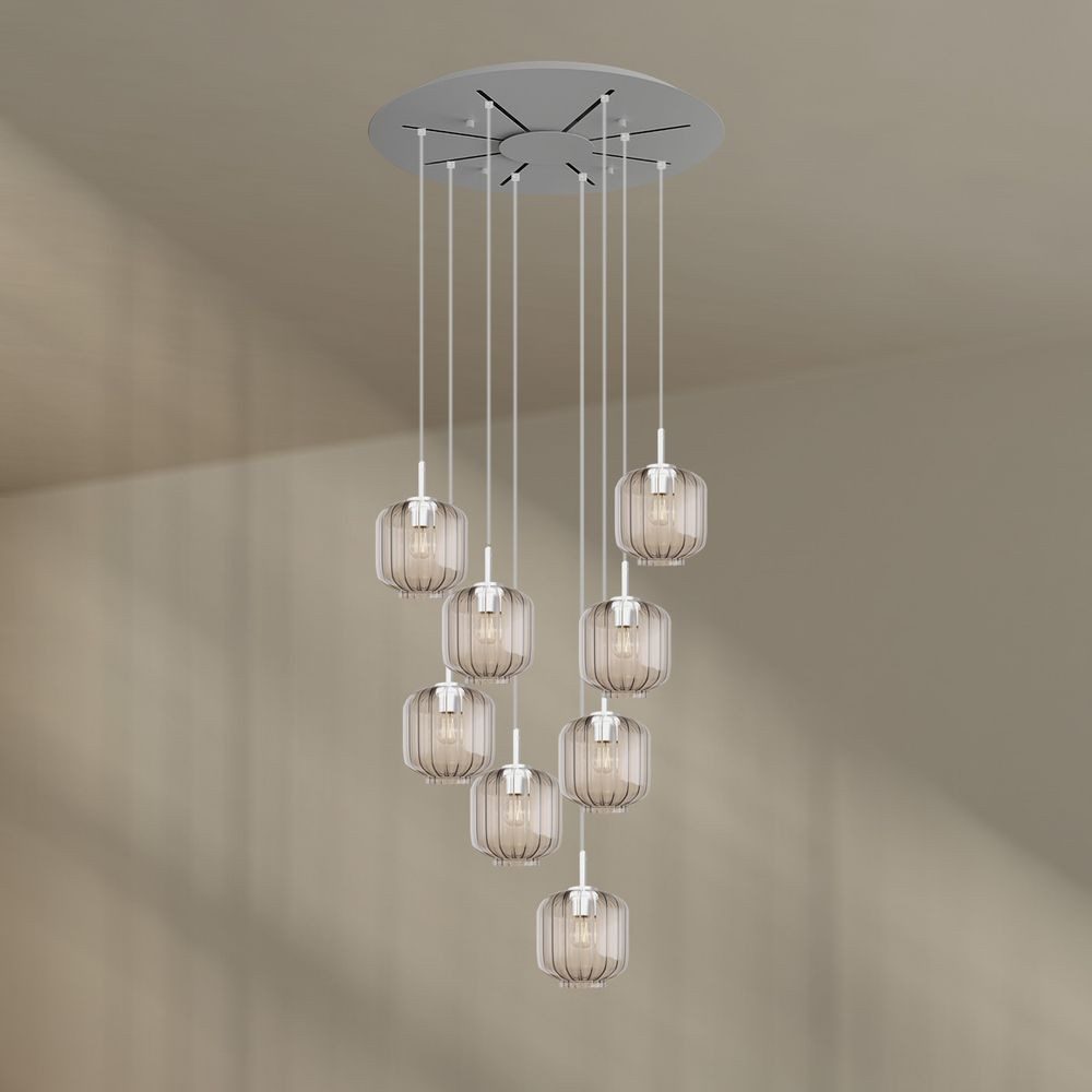 s.luce Pendelleuchte Velo Galerieleuchte 8-flammig Ø 80cm Baldachin Ø 20cm Klar