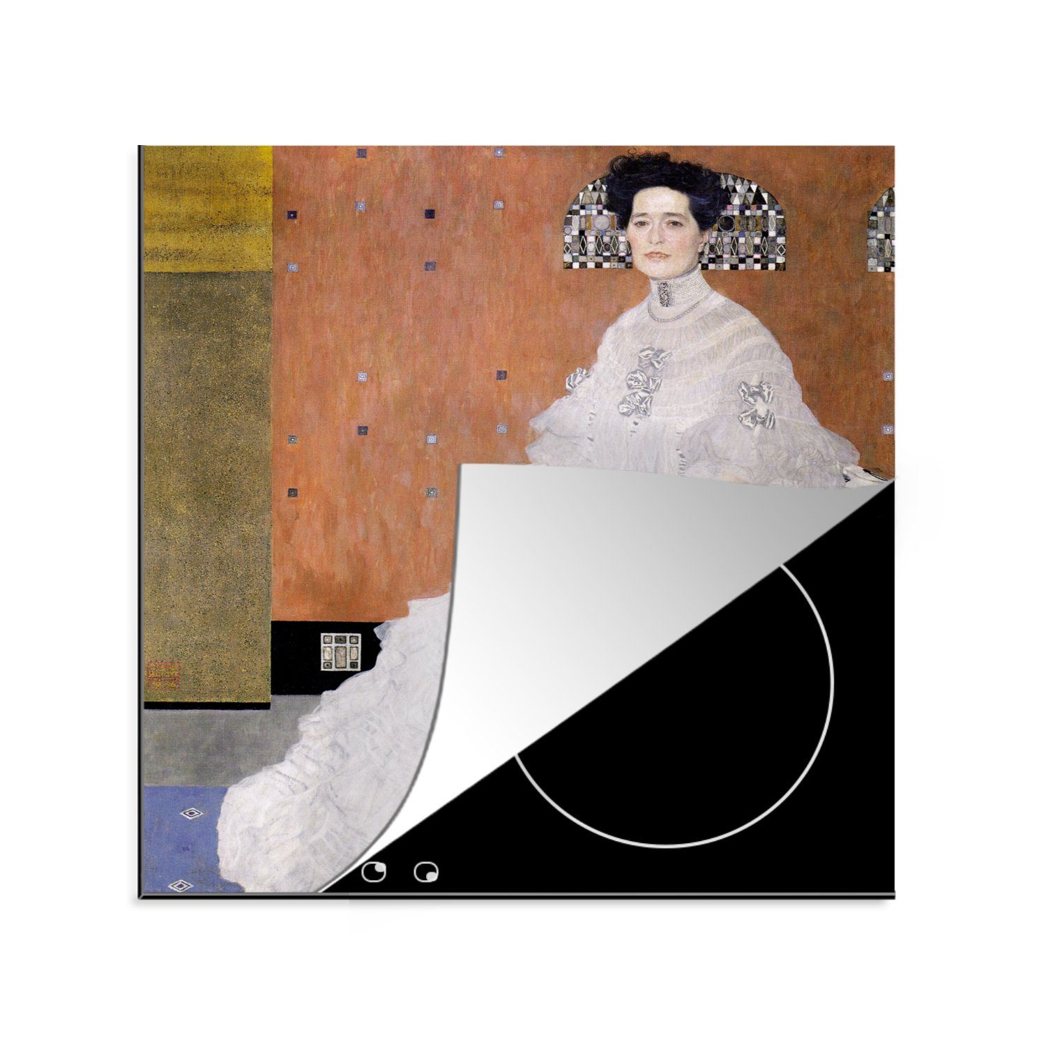 MuchoWow Herdblende-/Abdeckplatte Fritza Riedler - Gustav Klimt, Vinyl, (1 tlg), 78x78 cm, Ceranfeldabdeckung, Arbeitsplatte für küche