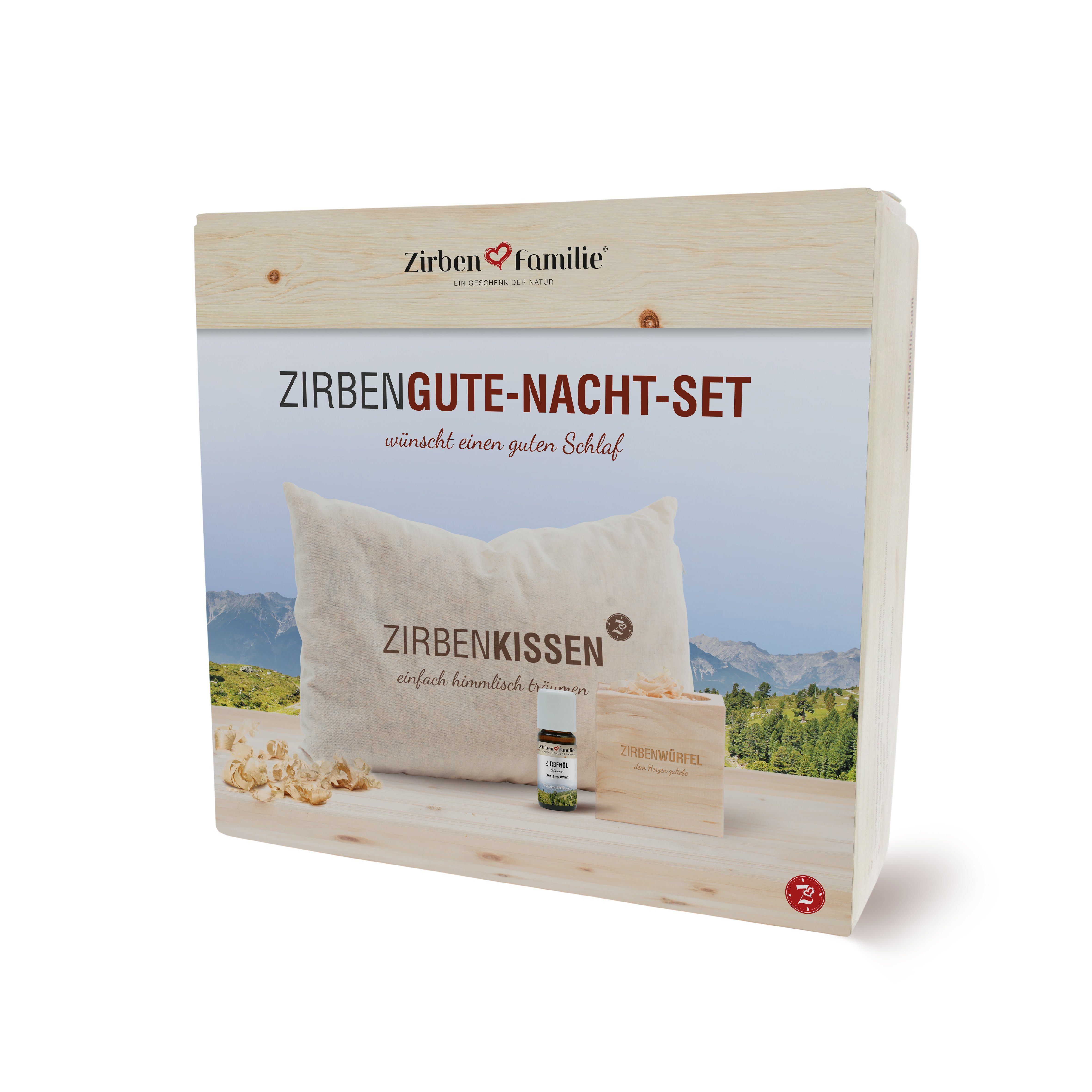 Zirbenfamilie Zirbenkissen Zirben Kombipack Gute Nacht Set