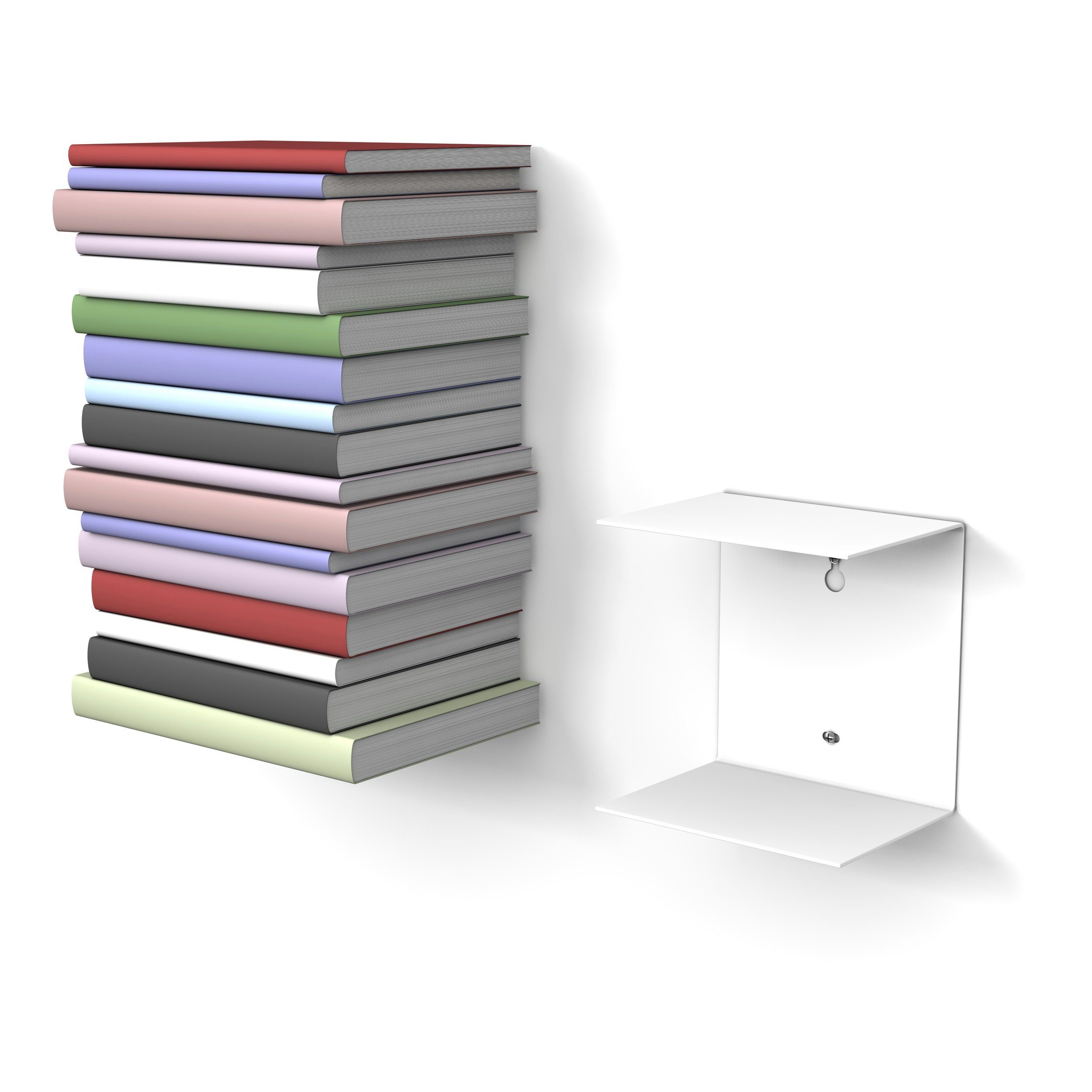 home3000 Bücherregal unsichtbares Bücherregal, 1-tlg., Made in Germany; Breite 16,5cm; Matt; 4 verschiedene Varianten; weiß