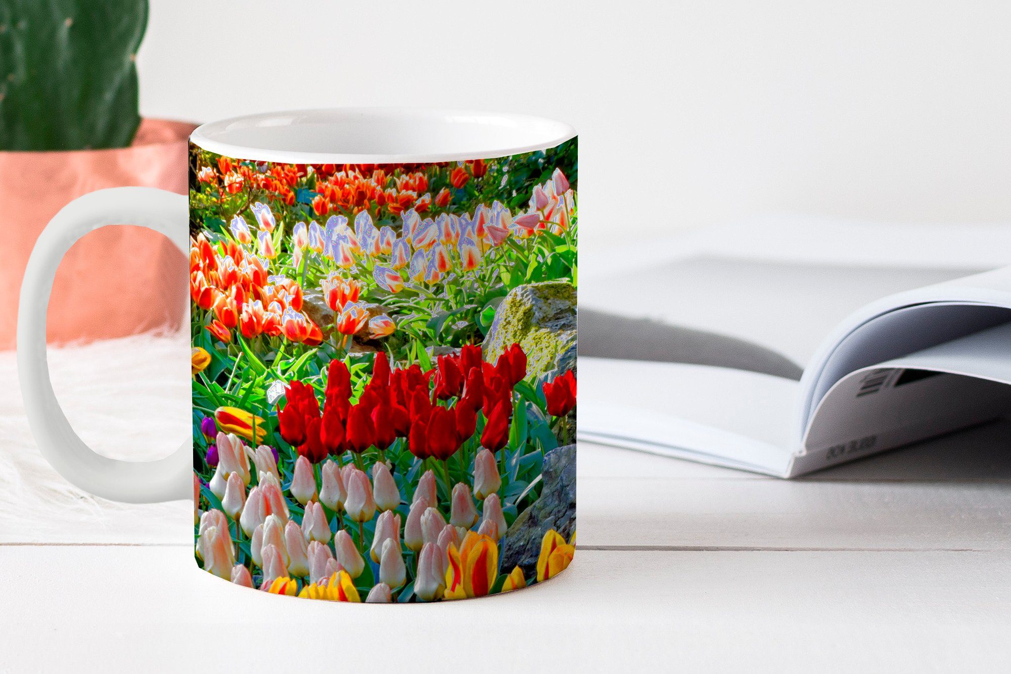 MuchoWow Tasse Bunte Tulpen Kaffeetassen, Teetasse, Keukenhof auf dem Niederlanden, Becher, Teetasse, in den Geschenk Keramik