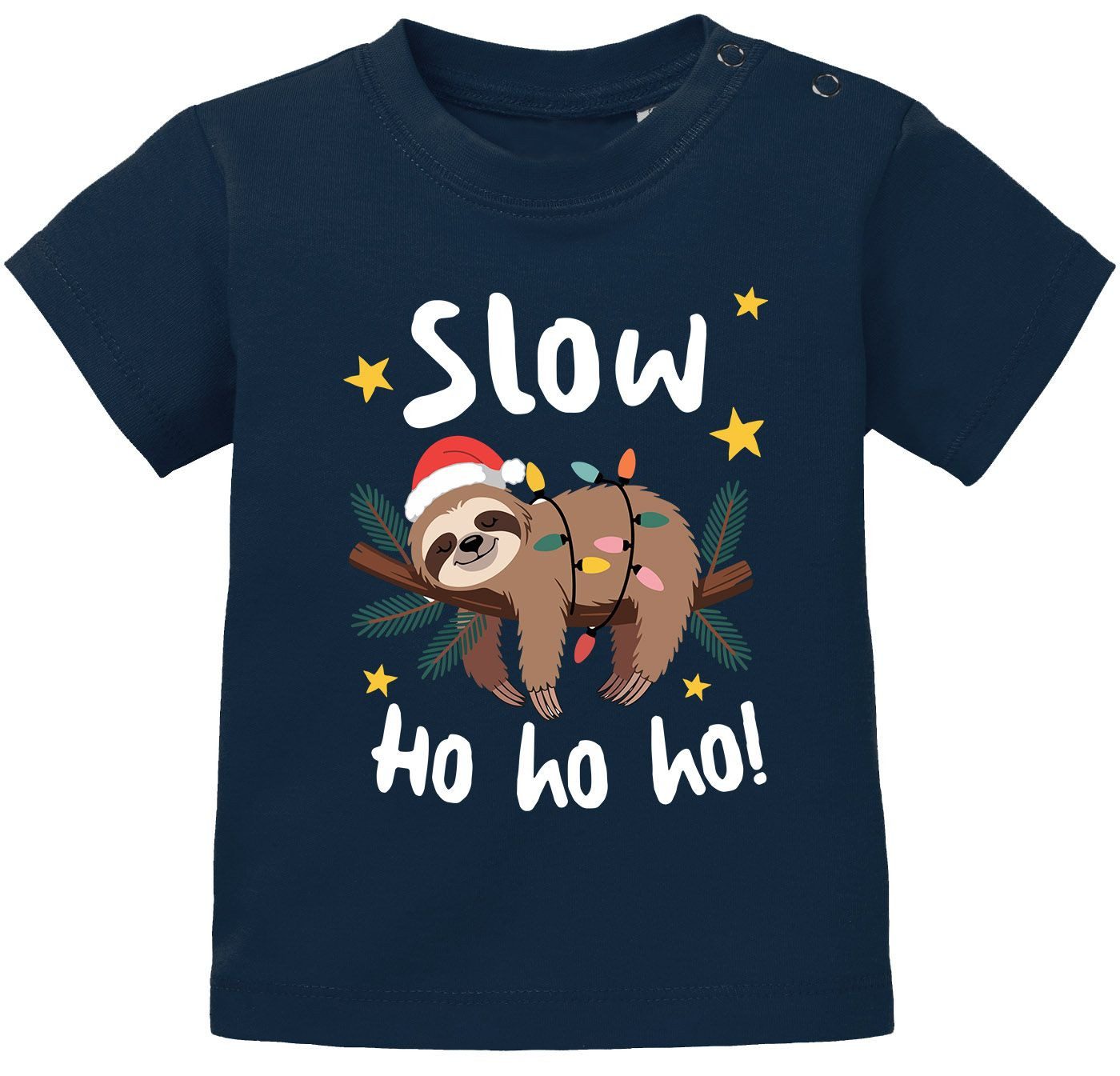 Body Baby Shirt kurzarm Weihnachten Slow Ho ho ho Faultier Babyshirt