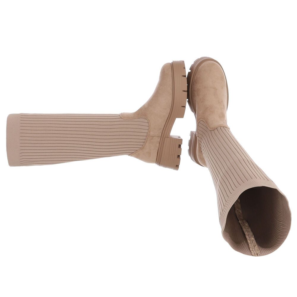 Ital-Design Modische Kniehohe Stiefel mit Rippen-Design günstig online kaufen