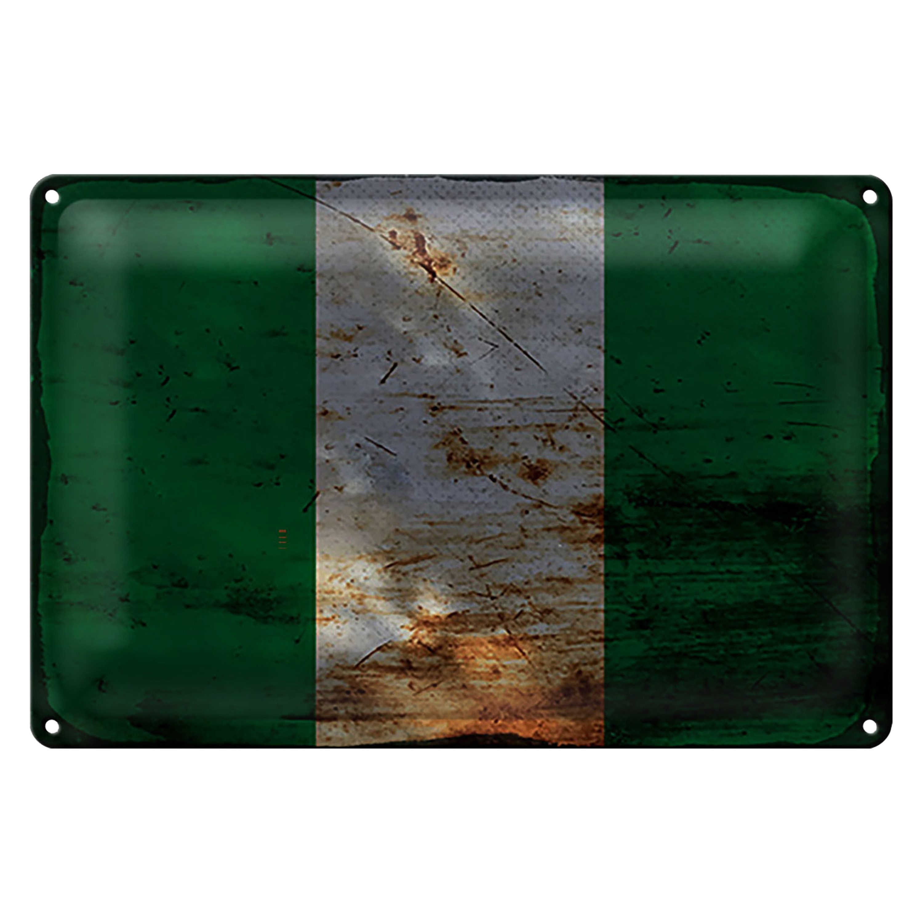 Roomando Metallschild Flagge Nigeria 18x12cm Flag of Nigeria Rost