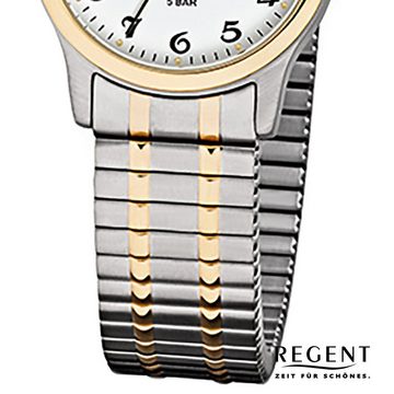 Regent Quarzuhr Regent Damen Herren-Armbanduhr silber gold, (Analoguhr), Damen, Herren Armbanduhr rund, klein (ca. 27mm), Edelstahl goldarmband