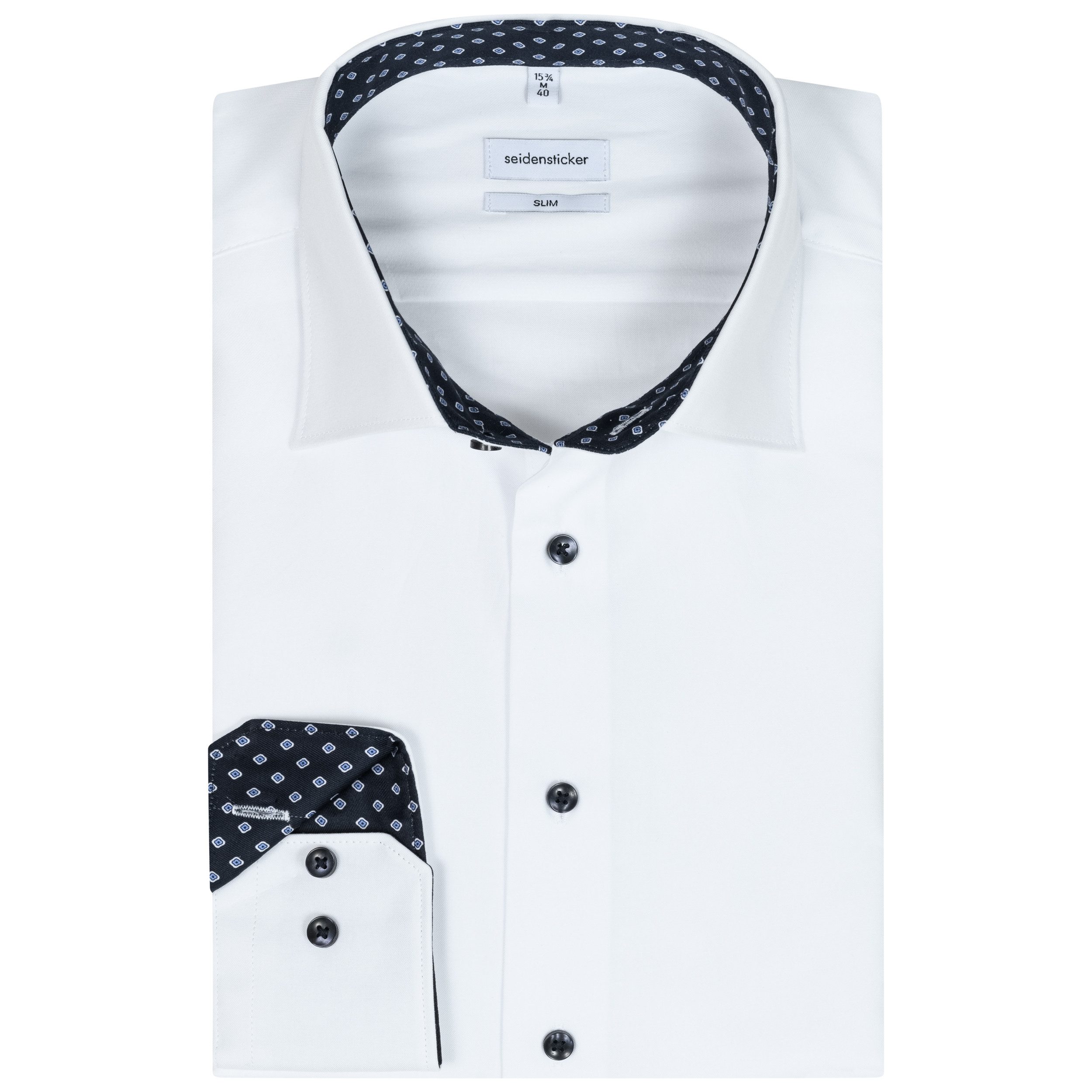 seidensticker Langarmhemd Slim, Weiß, Bügelleicht, 100 % Baumwolle, Ausgepu günstig online kaufen