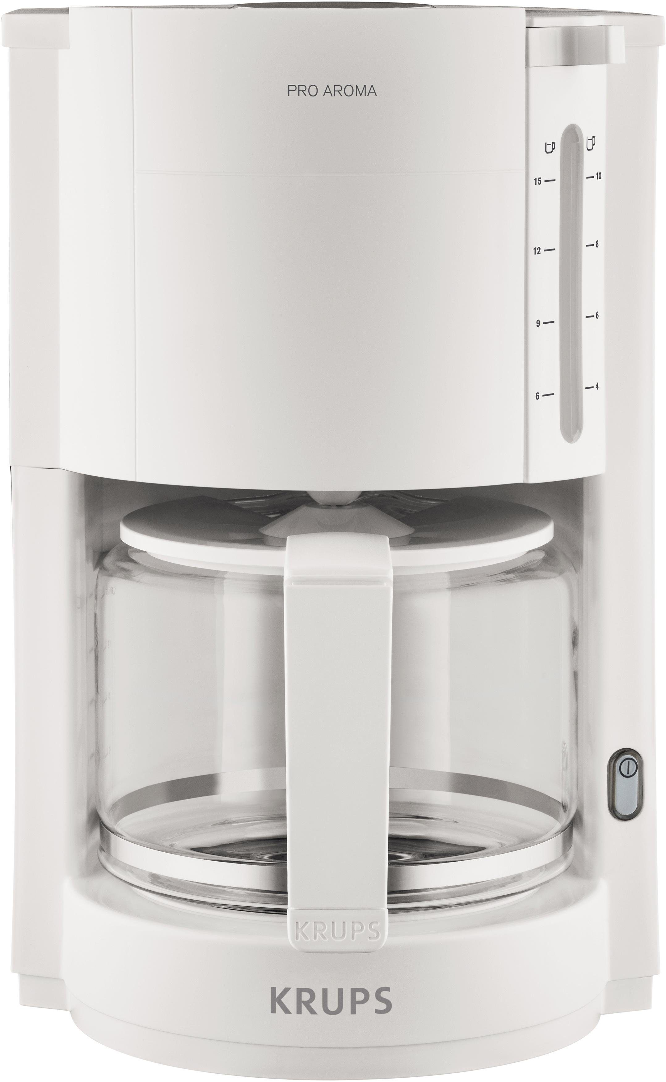 Krups Filterkaffeemaschine F30901 Pro Aroma, mit Glaskanne, 1,25L Füllmenge, 10-15 Tassen, 1050W