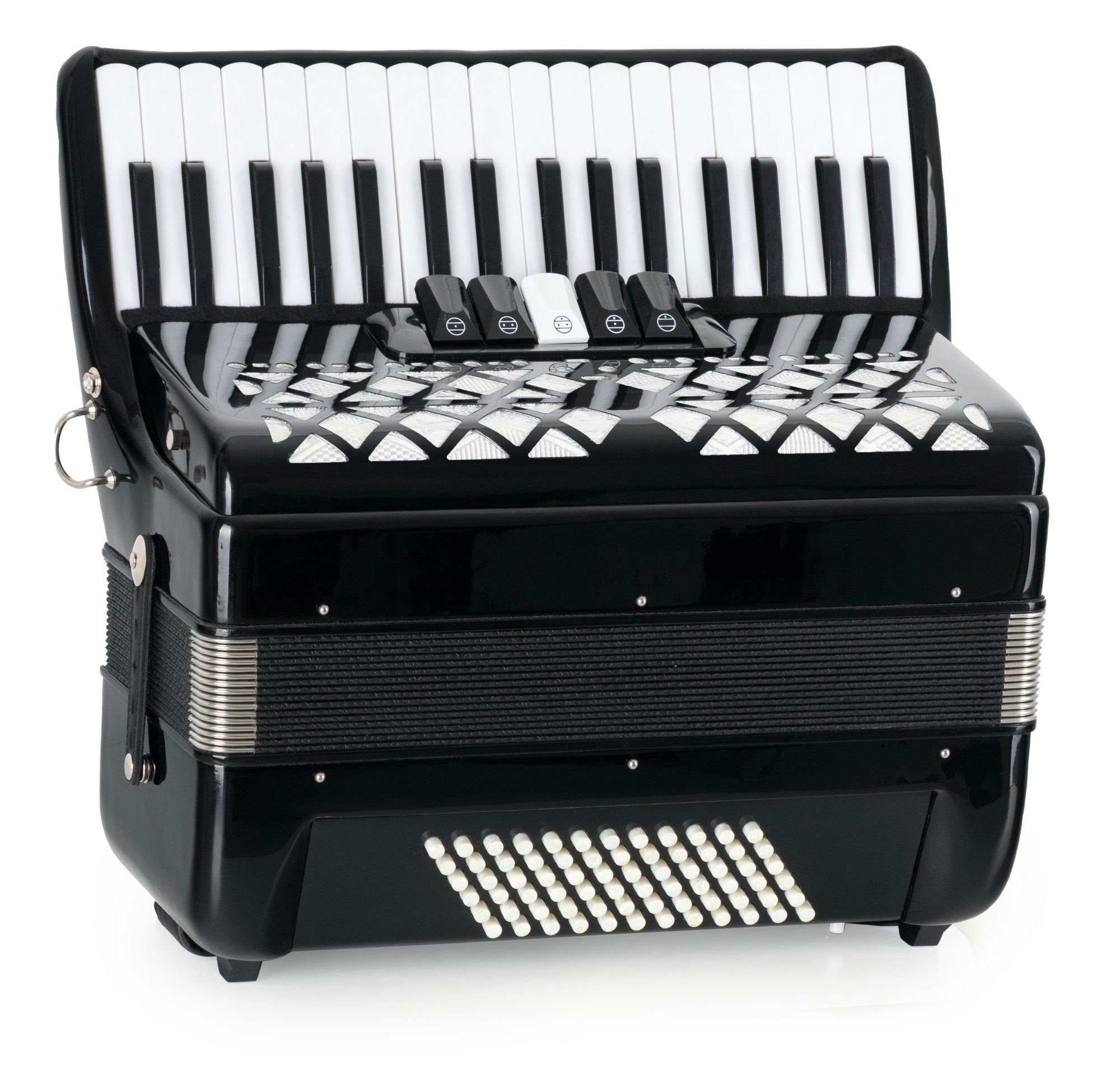 Classic Cantabile Knopf-Akkordeon "Secondo V" - 72 Bass Tastenakkordeon - 3-chörig - 34 Diskanttasten (Kompakt-Set, Inkl. Tasche und Tragegurte), mit Riemen & Rucksack-Tasche