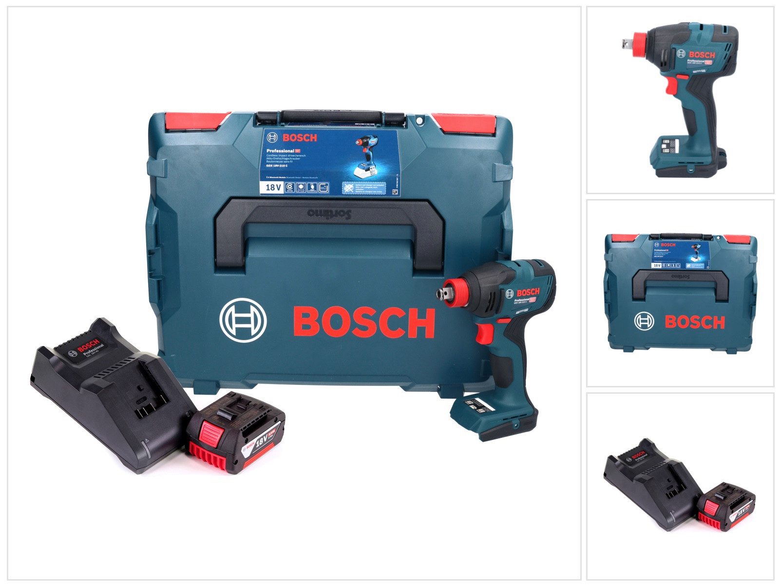 Bosch Professional Akku-Schlagschrauber GDX 18V-210 C Professional 18 V 210 Nm + 1x Akku 5 Ah + Lader + L-Boxx