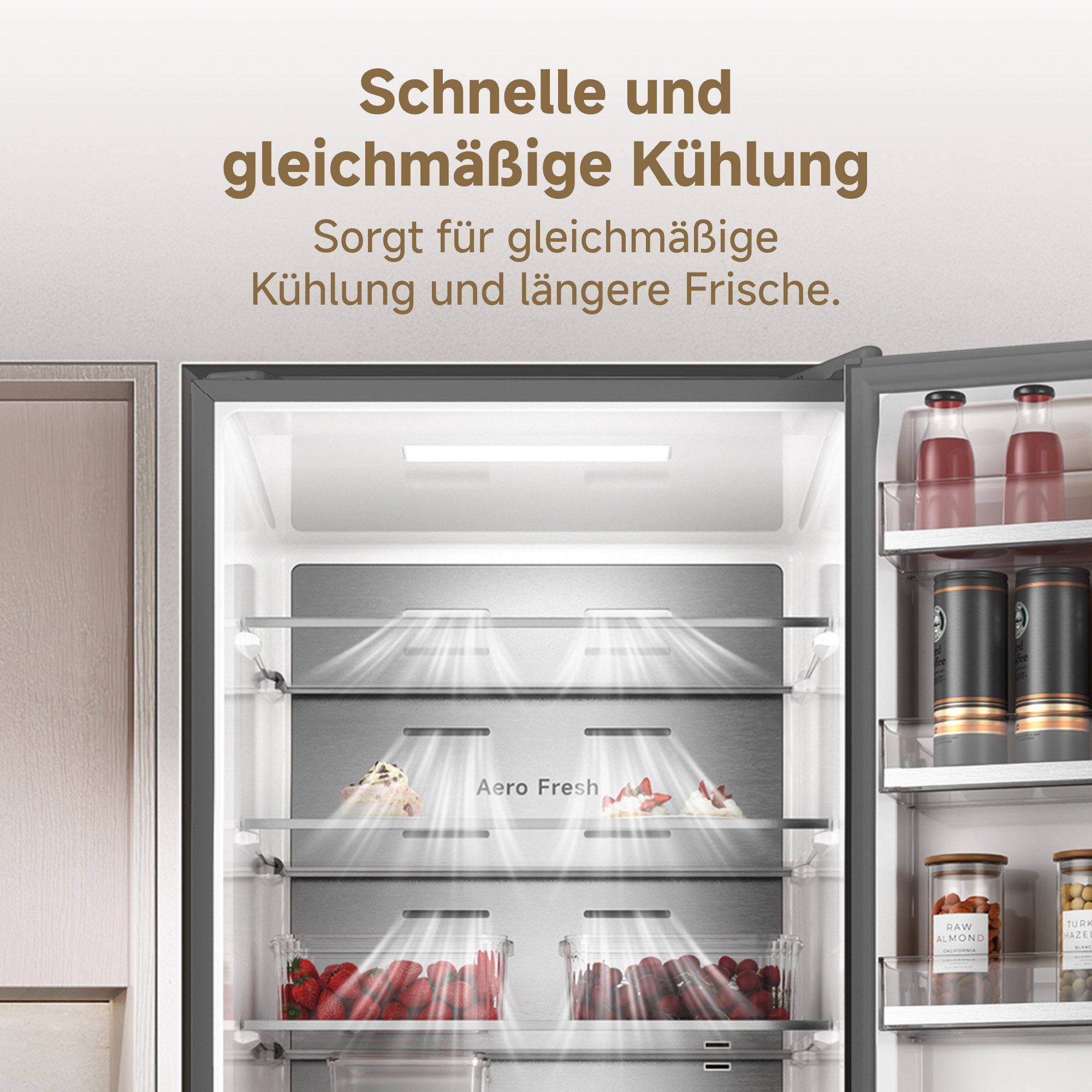 Dreame Kühl-/Gefrierkombination DRB450WMBDEU, 201 cm hoch, 59,5 cm breit, Viel Platz, Leise, Modernes Design – Bild 5 von 5